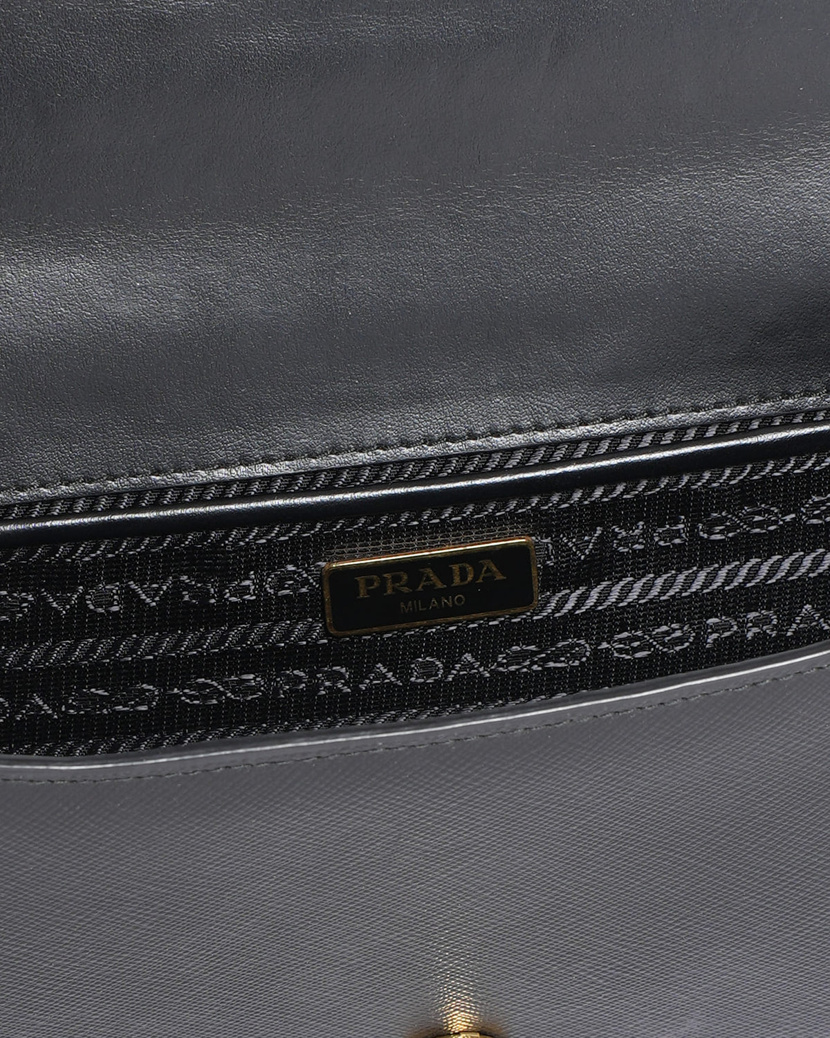 Prada Saffiano Leather Flap Chain Crossbody Bag in Black