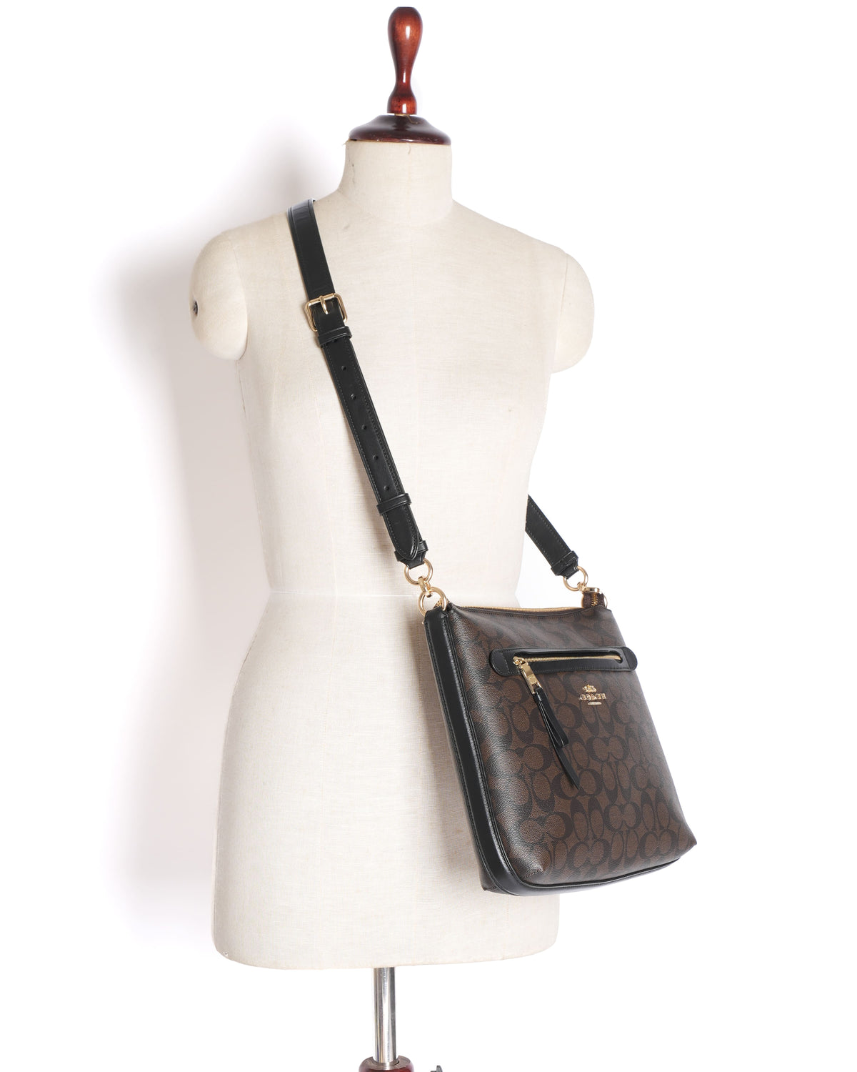 Coach Monogram Crossbody Messenger Bag in Brown