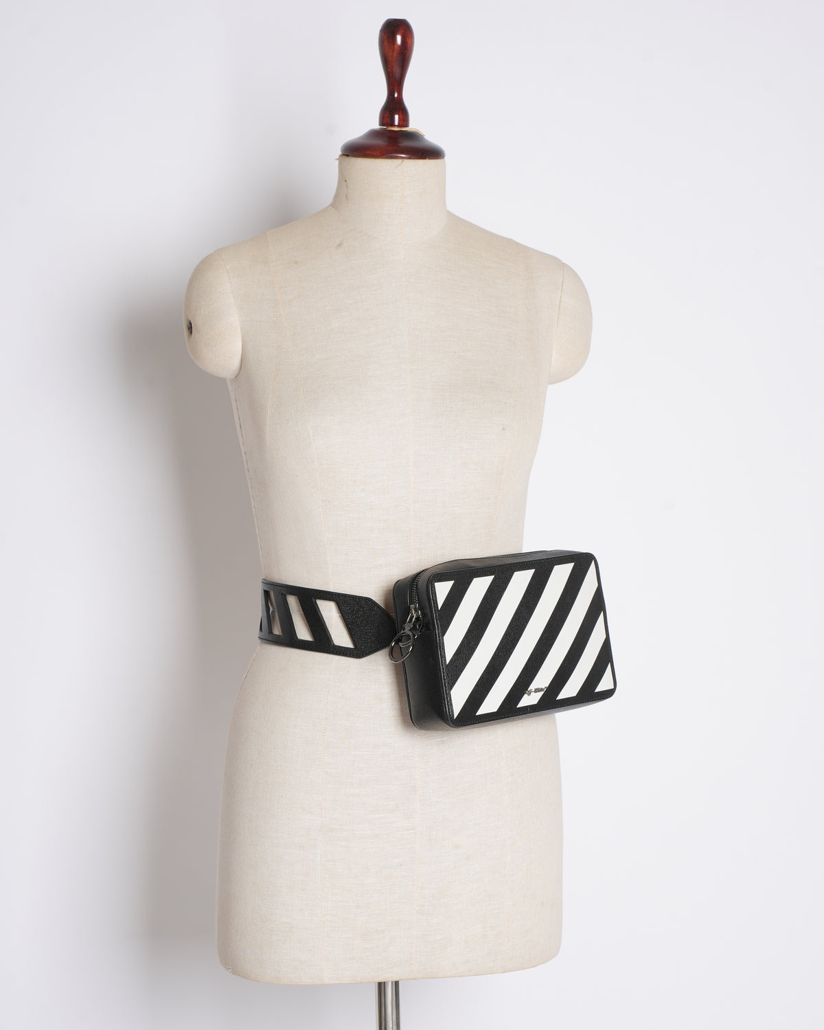 Off white Diagonal Stripe Leather Crossbody
