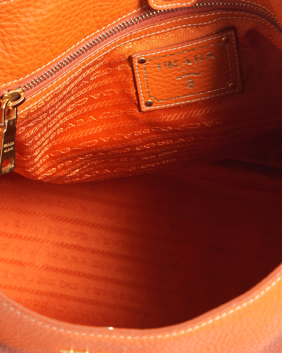 Prada Vitello Daino Orange Shoulder Bag