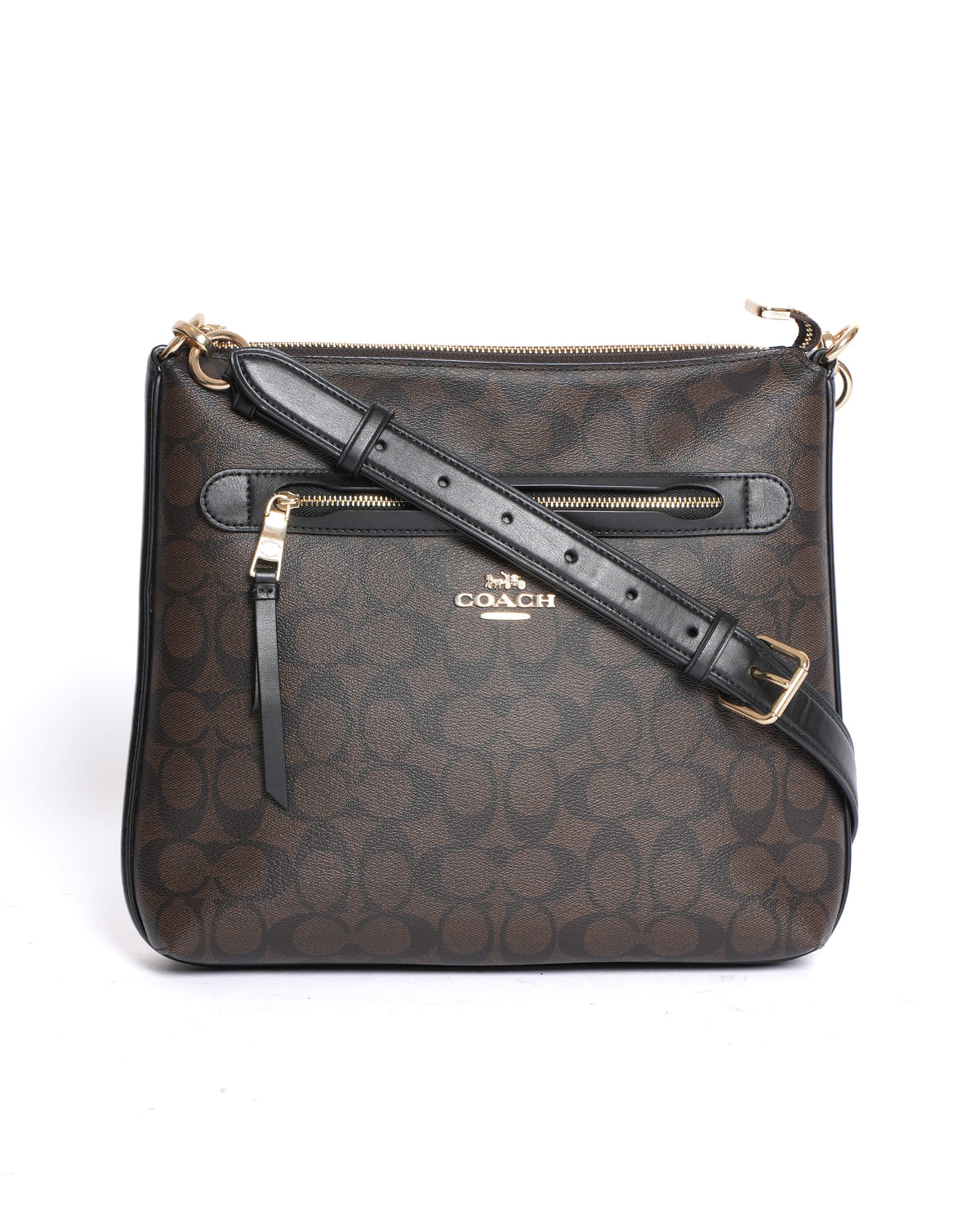 Coach Monogram Crossbody Messenger Bag in Brown