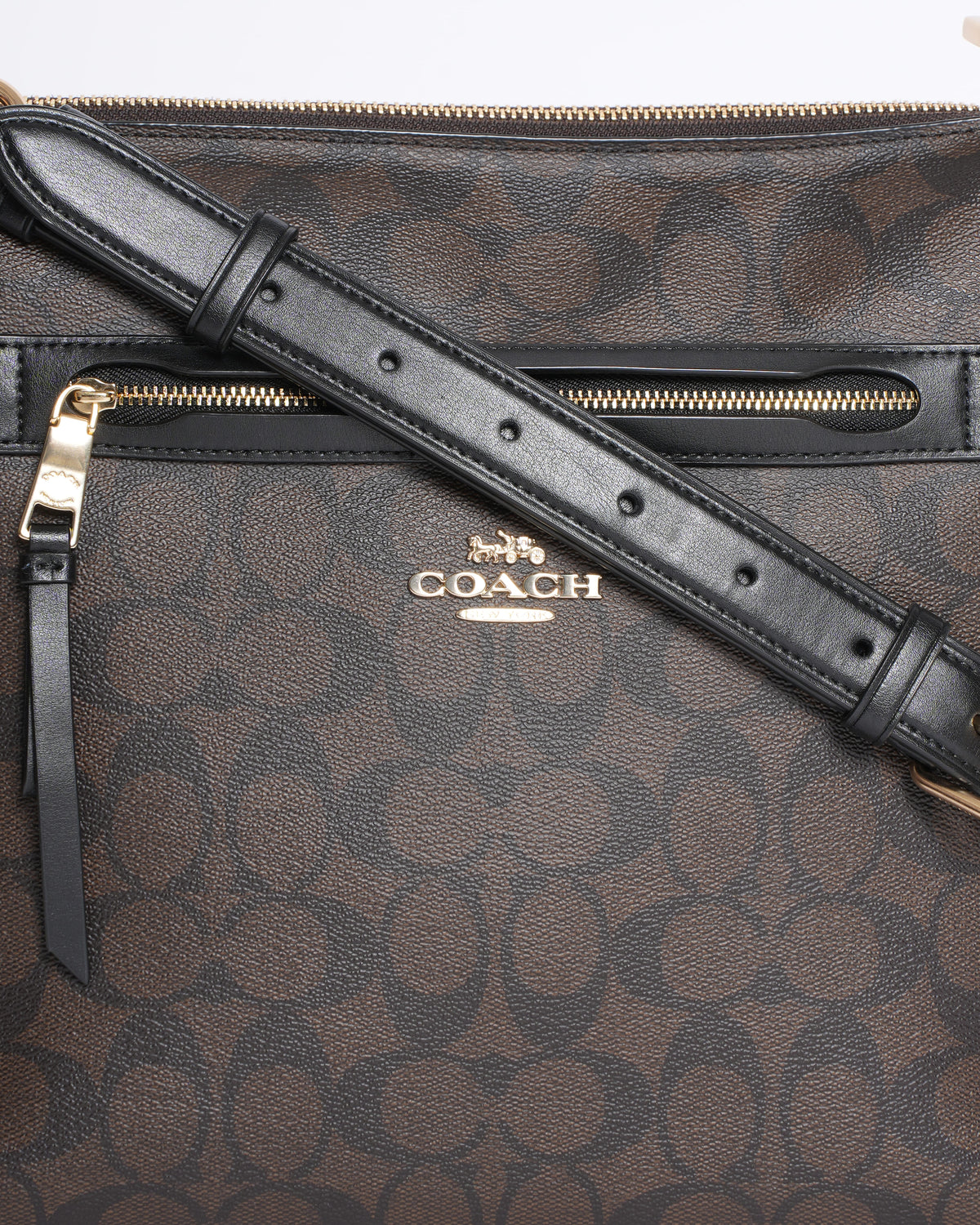 Coach Monogram Crossbody Messenger Bag in Brown