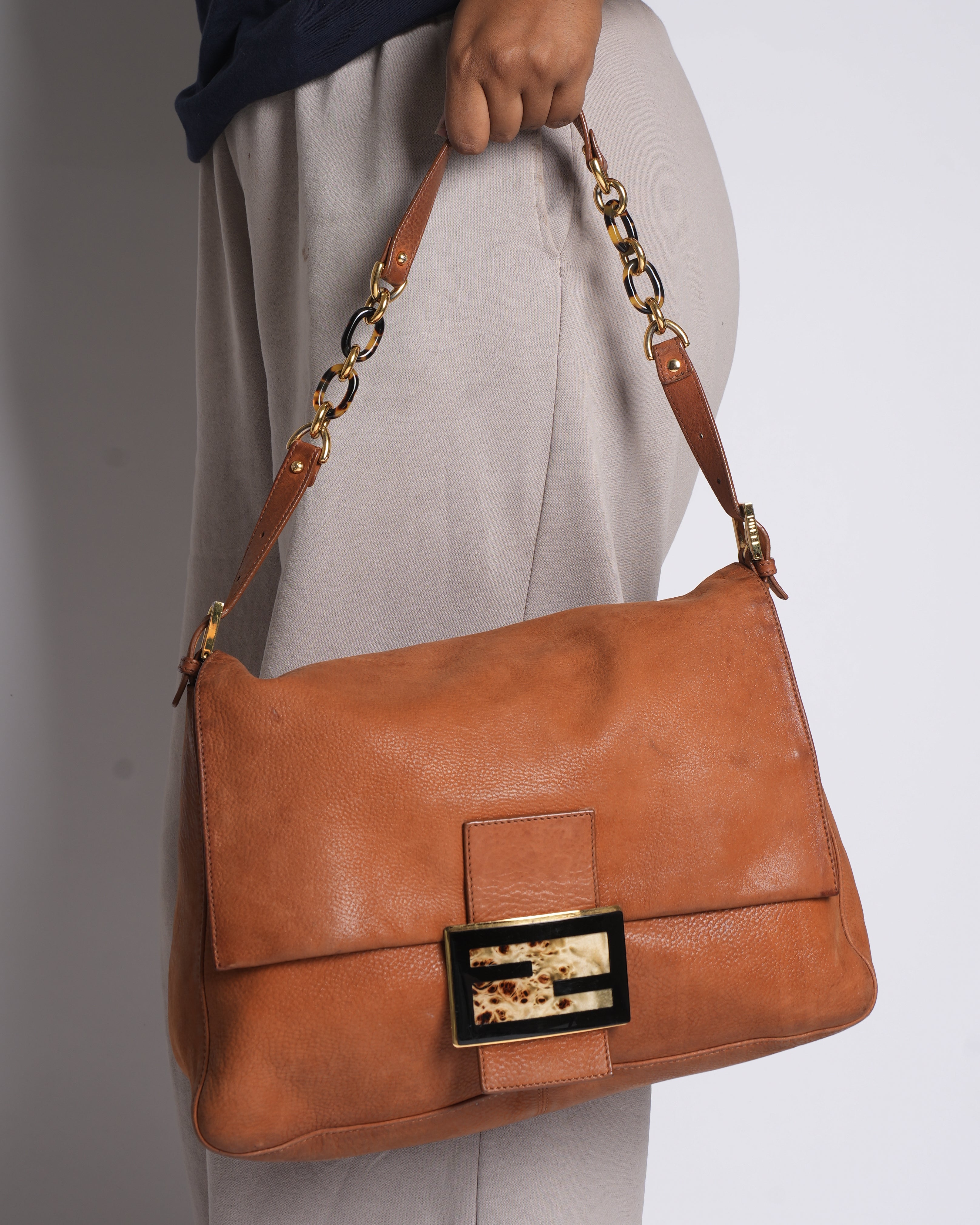 Fendi Brown Leather Mama Baguette