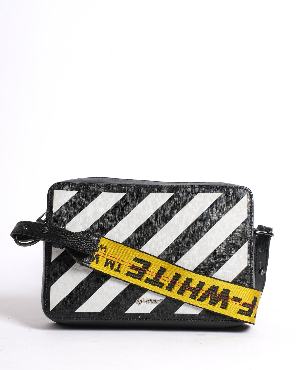 Off white Diagonal Stripe Leather Crossbody