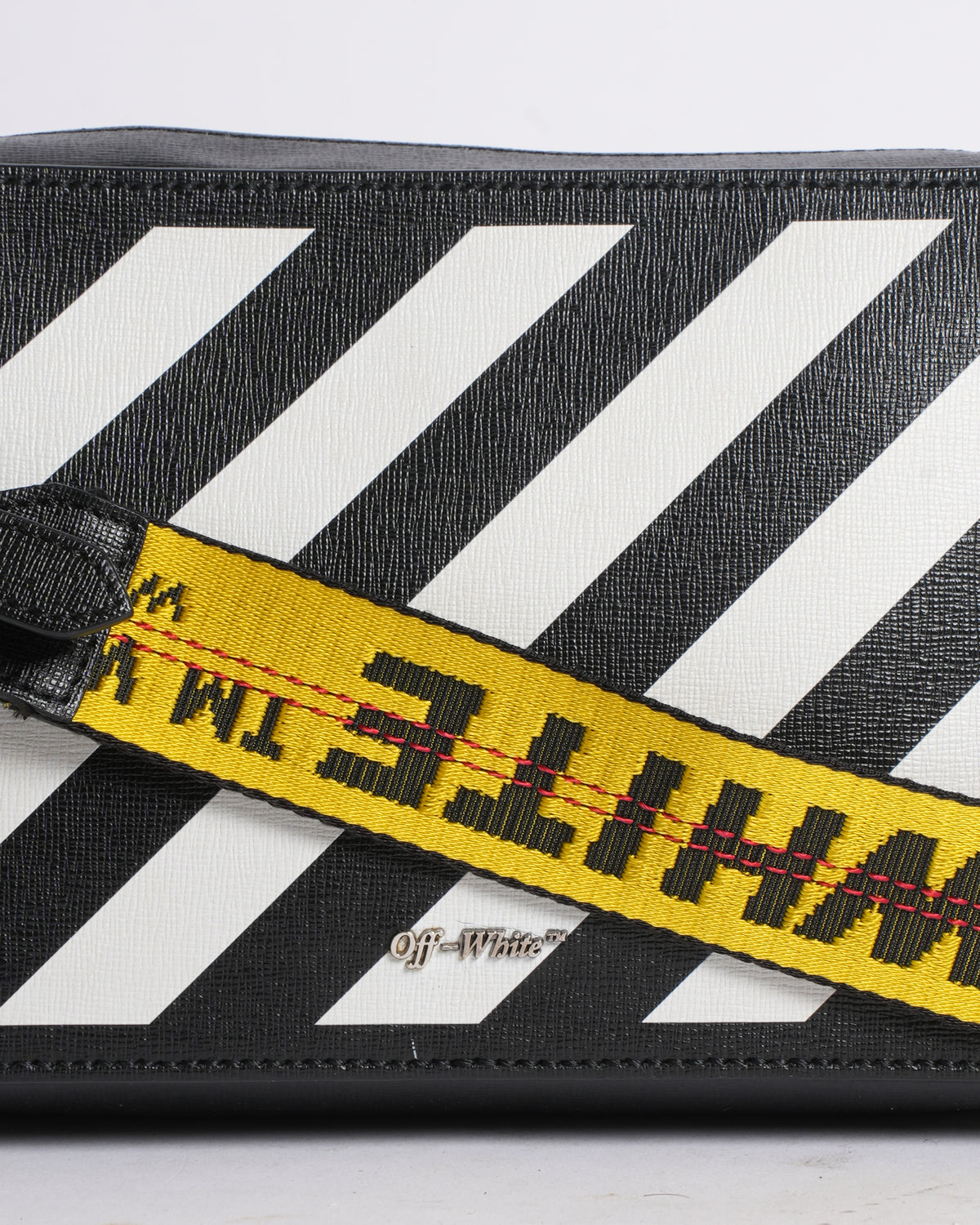 Off white Diagonal Stripe Leather Crossbody