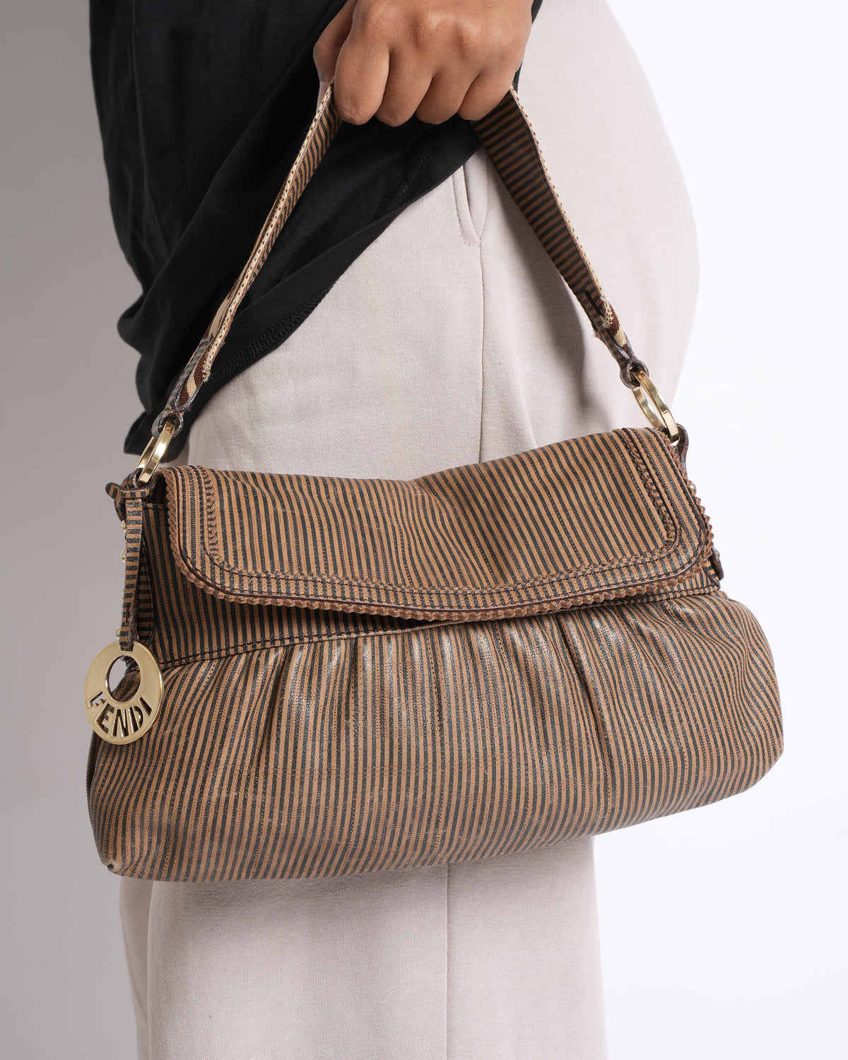 Fendi Mini Striped Chef Shoulder Bag