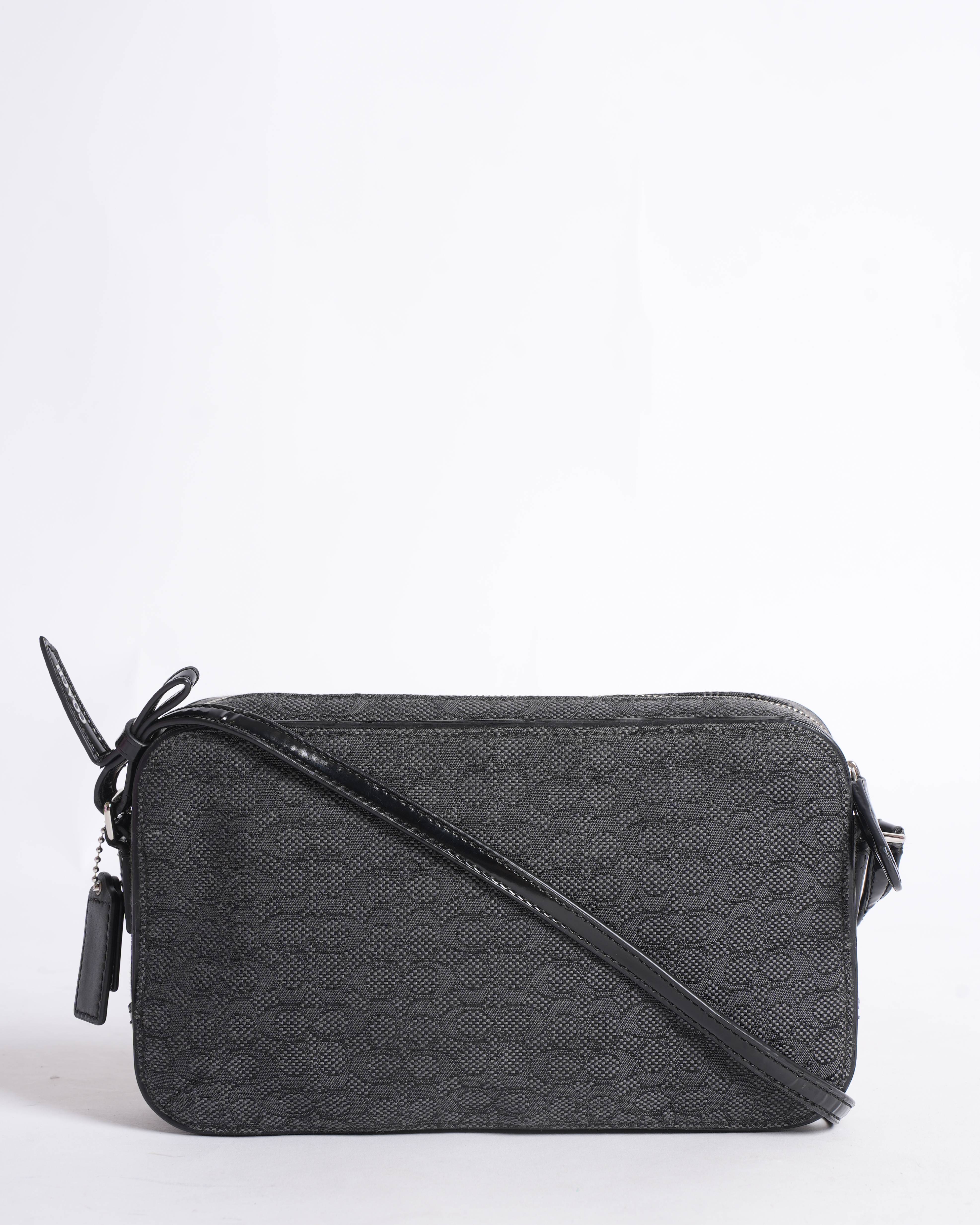 Coach Monogram Canvas & Leather Crossbody Bag In Black