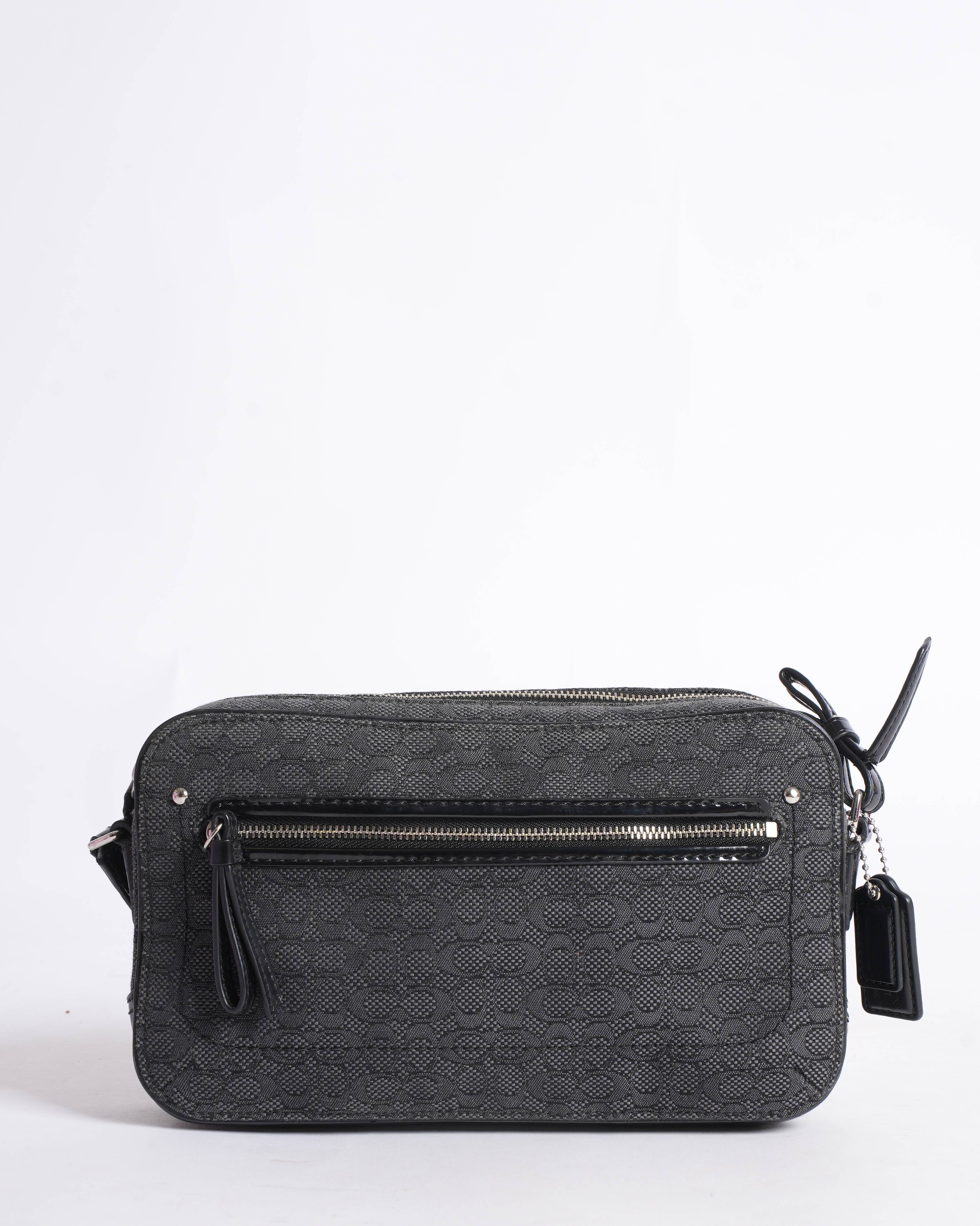Coach Monogram Canvas & Leather Crossbody Bag In Black