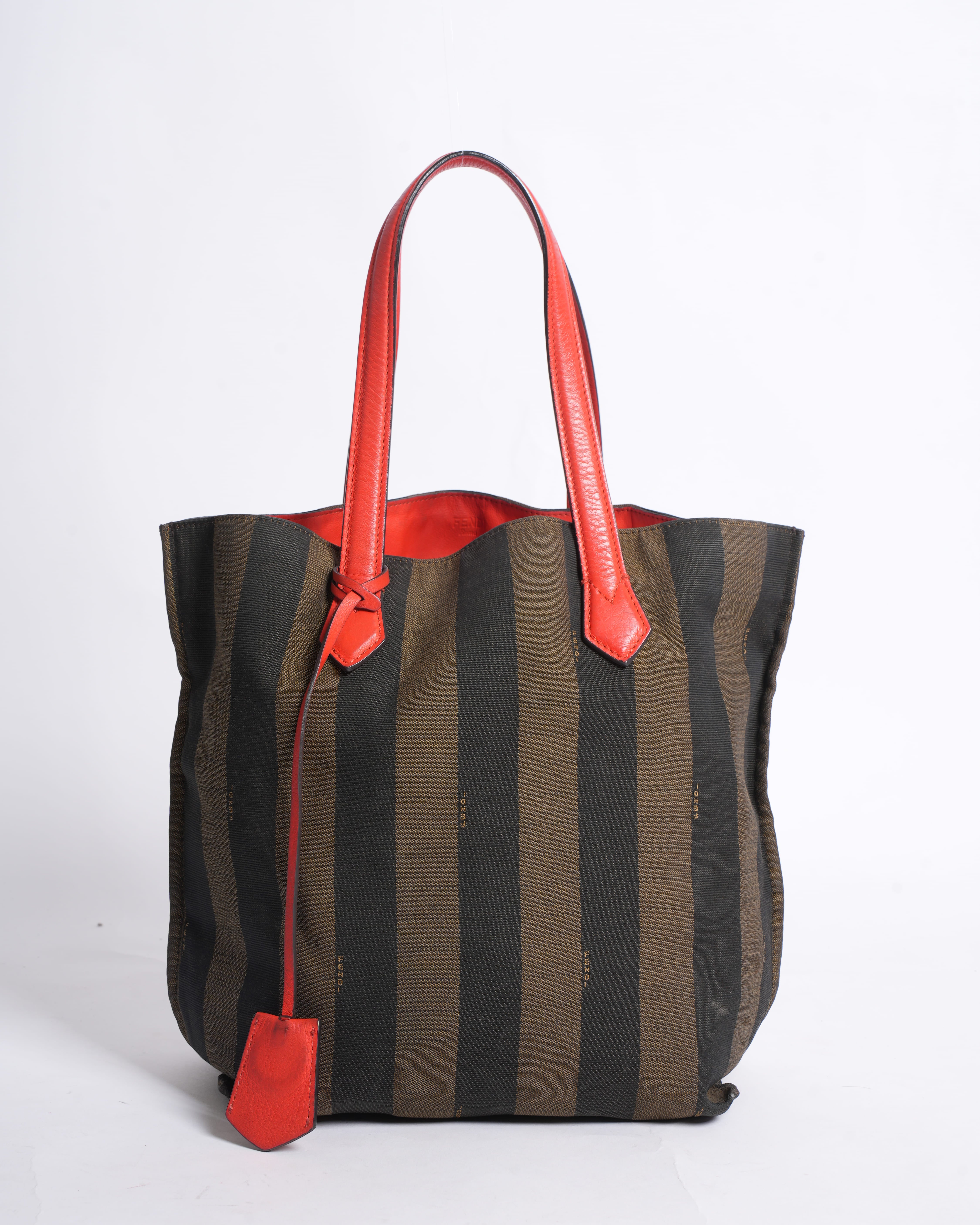 Fendi Vertical Open Shopping Tote Paquin Canvas In Size Medium