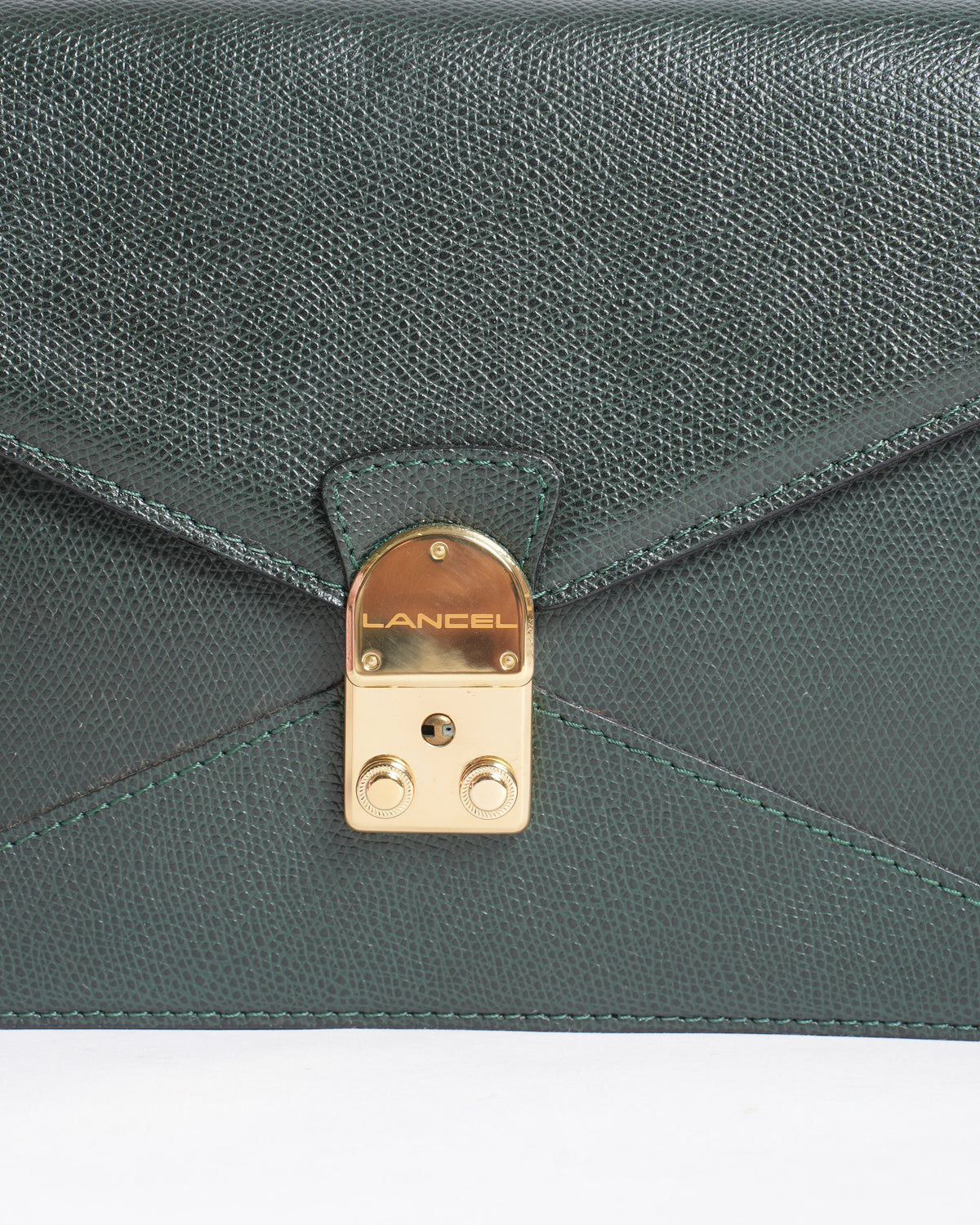 Lancel Green Leather Envelope clutch