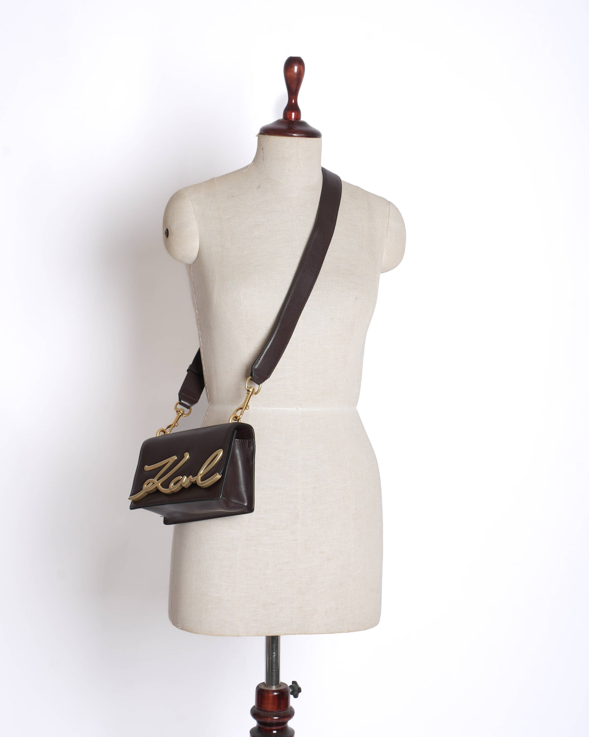 Karl lagerfeld brown leather crossbody bag