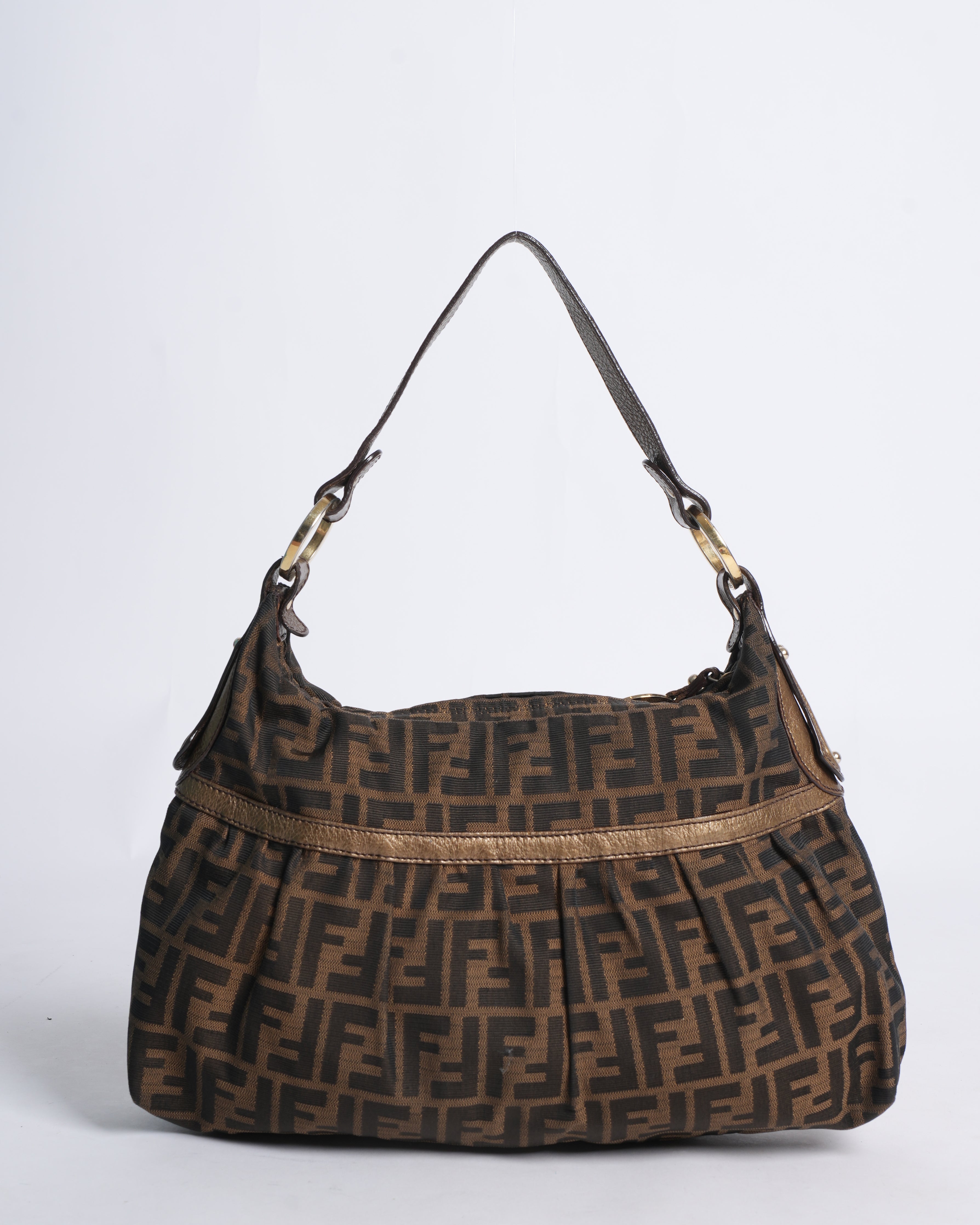 Fendi Monogram Canvas & Leather Shoulder Bag