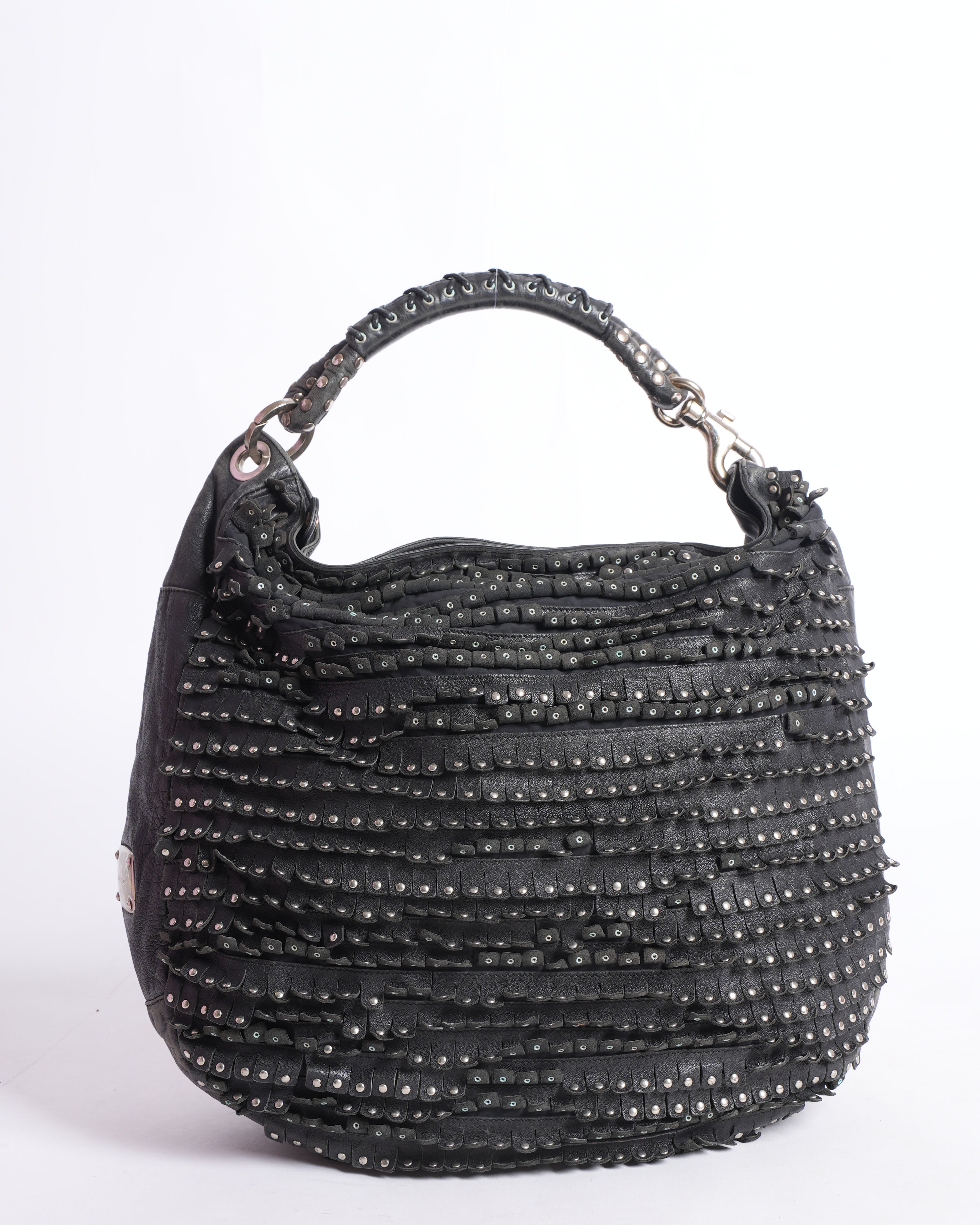 Jimmy choo sky large studded shoulder bag in black