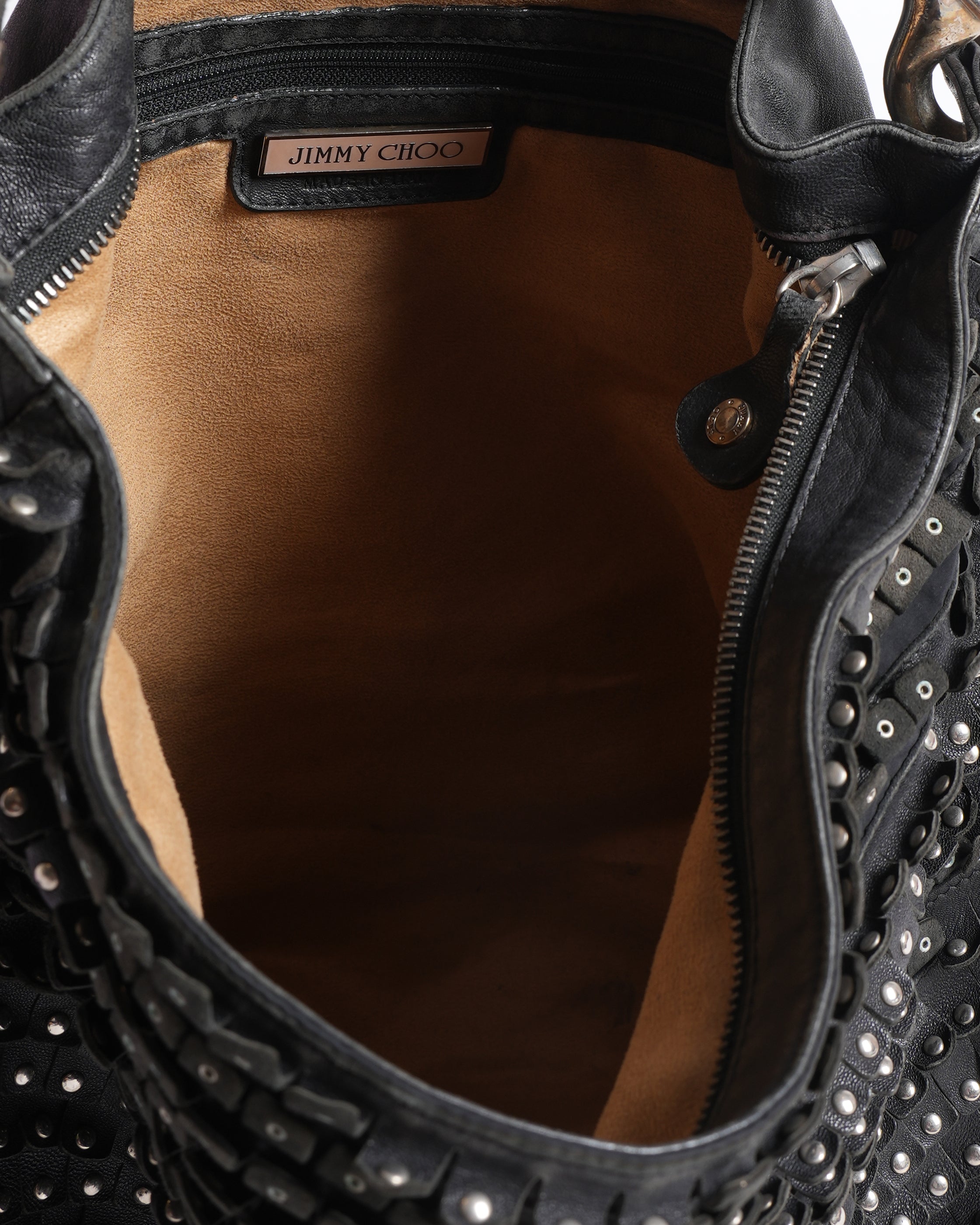 Jimmy choo sky large studded shoulder bag in black