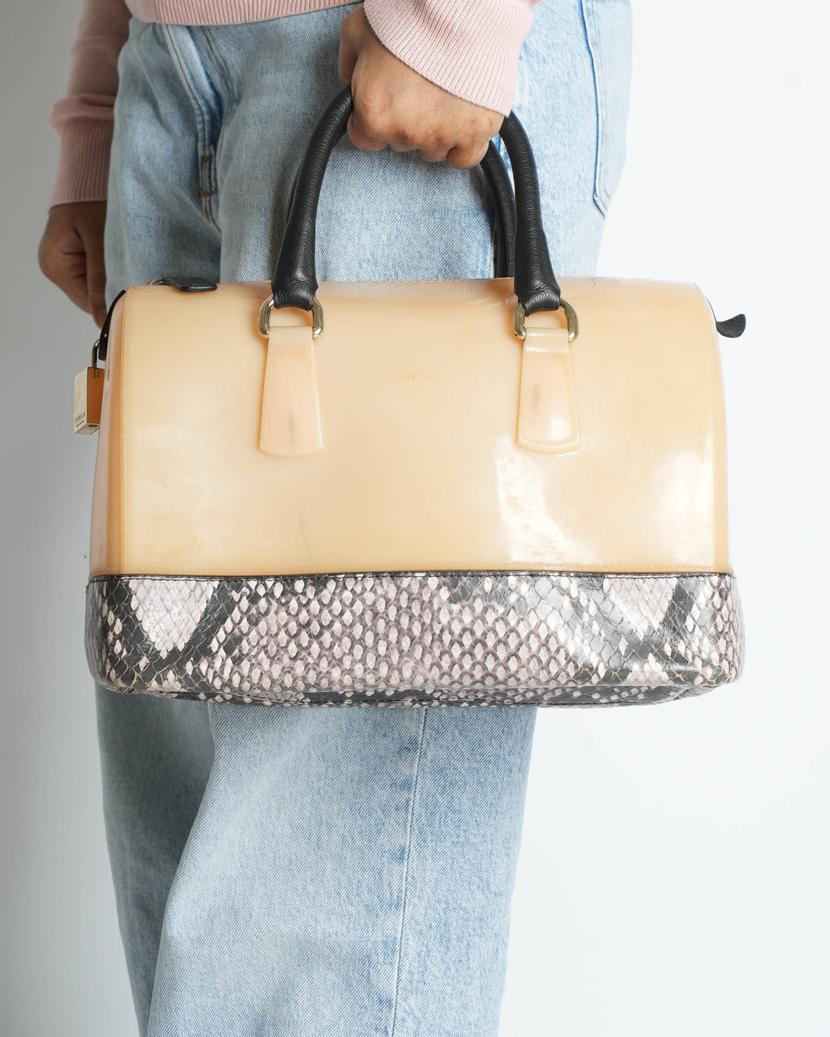 Furla Candy Bag with Leather & Python contrast
