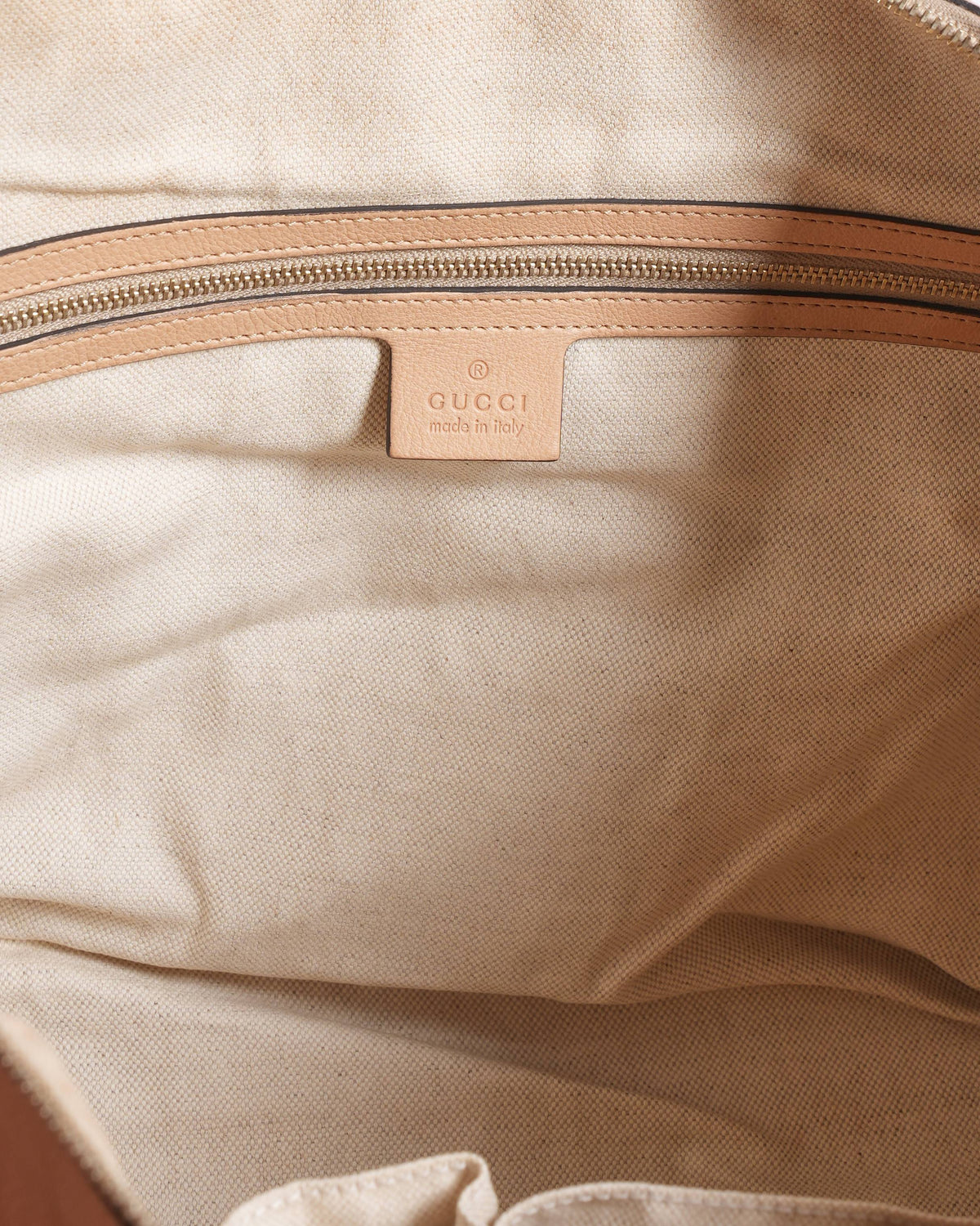 Gucci Light Brown Leather Bamboo Handle Shopper Tote