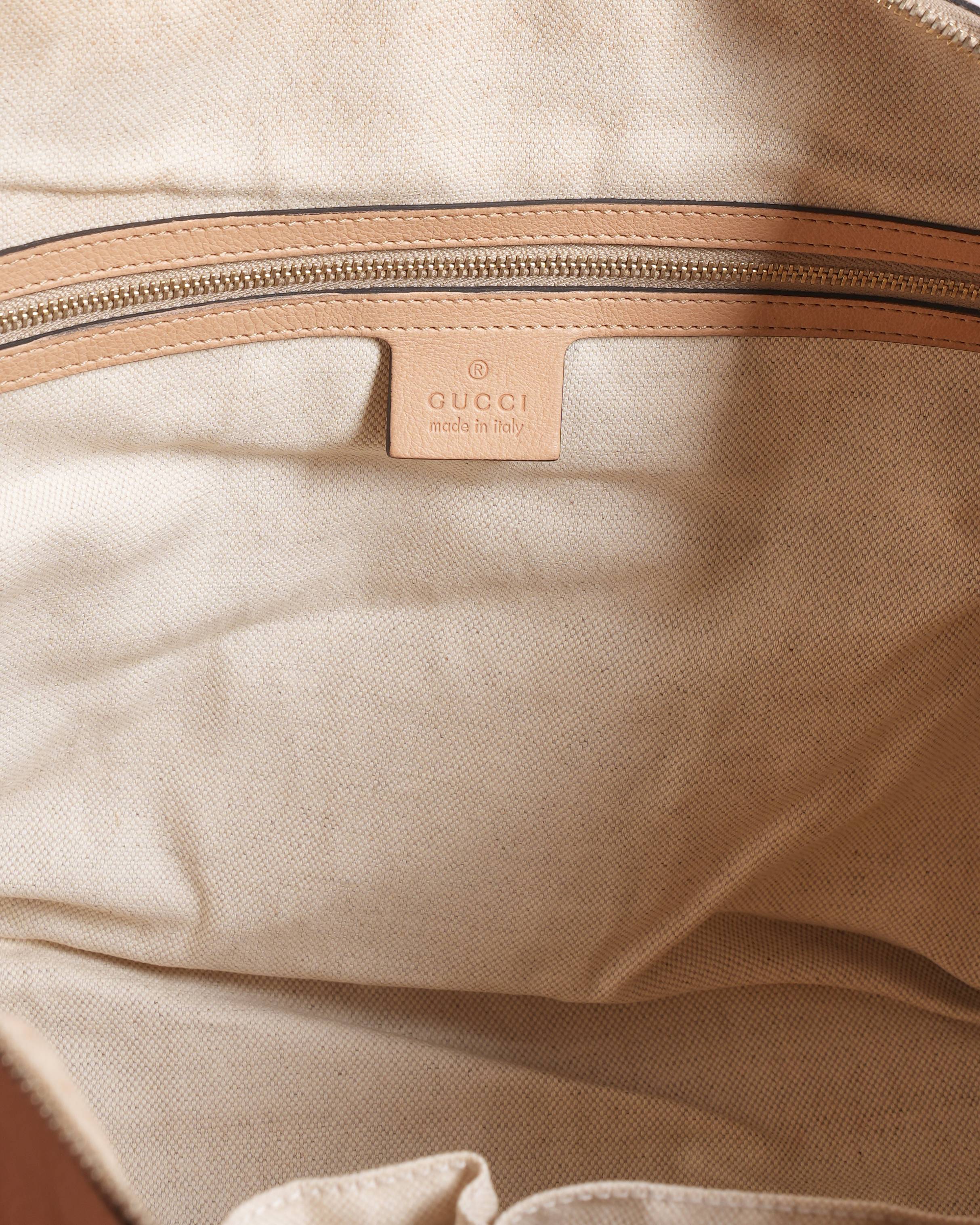 Gucci Light Brown Leather Bamboo Handle Shopper Tote