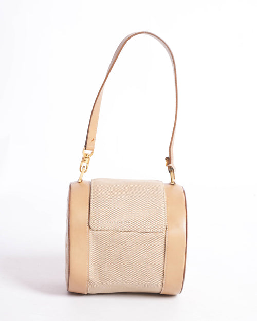 Bvlgari beige leather and canvas ZERO1 round shoulder bag