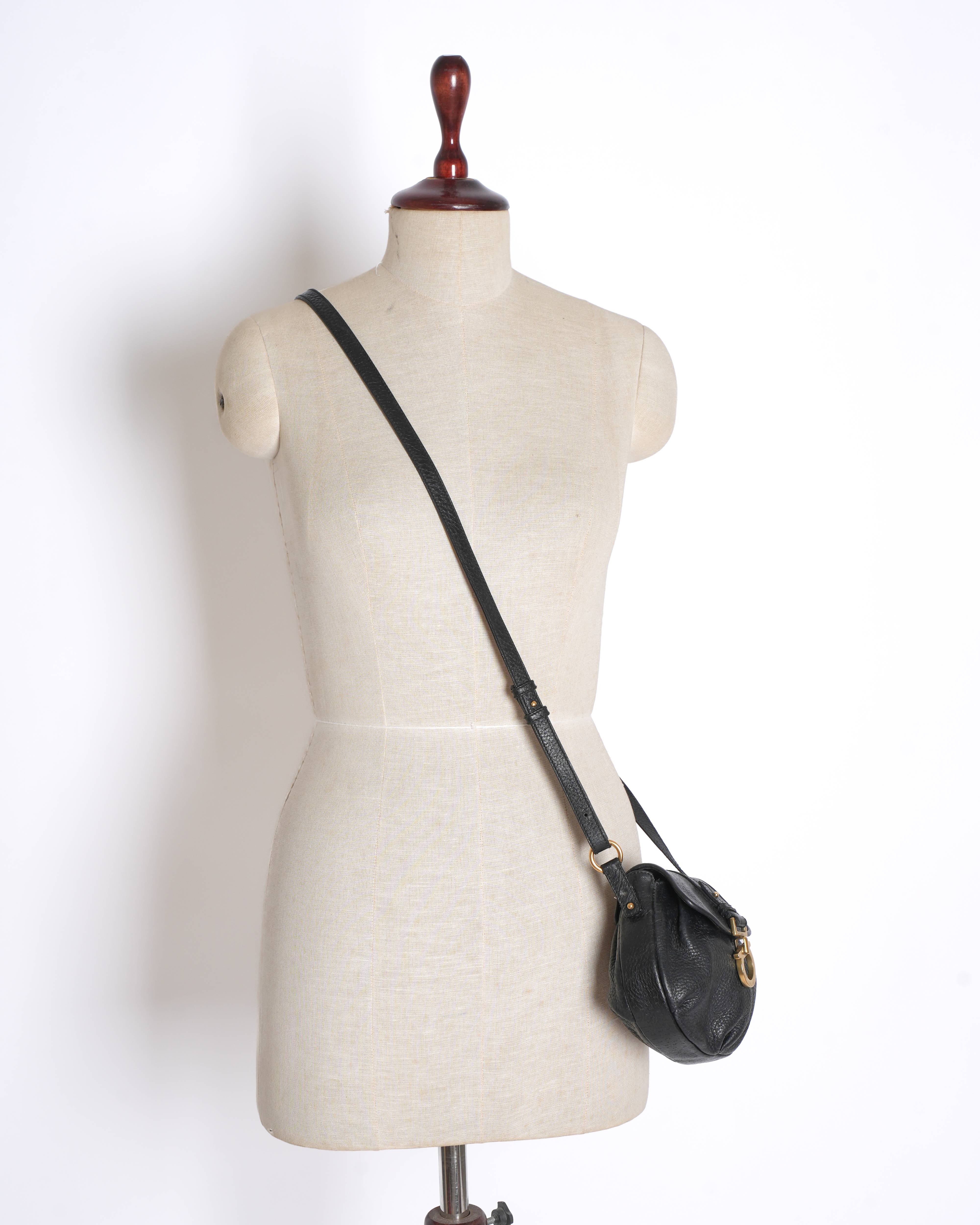 Salvatore Ferragamo black gancio flap crossbody bag