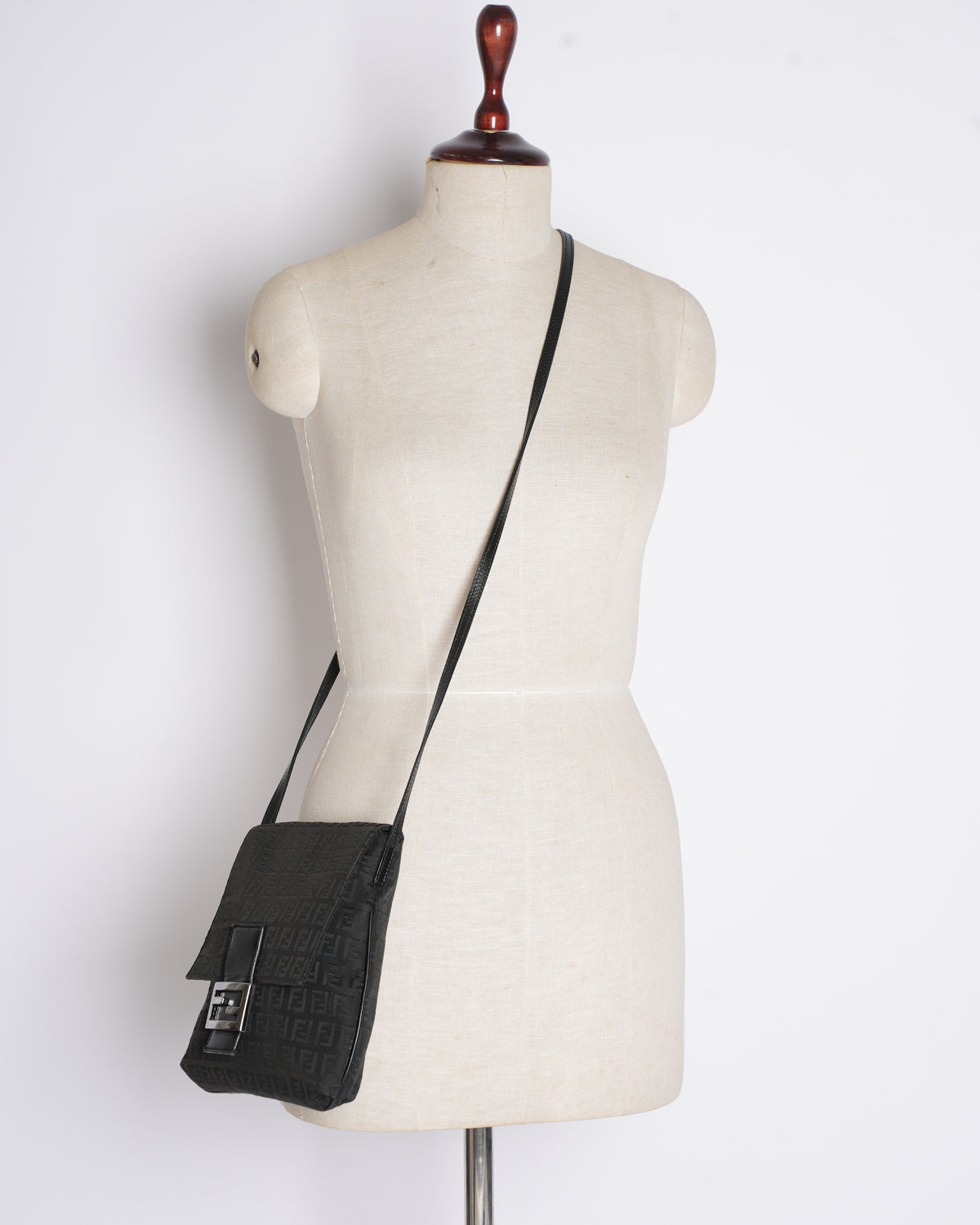 Fendi Zucchino Monogram Crossbody in Black