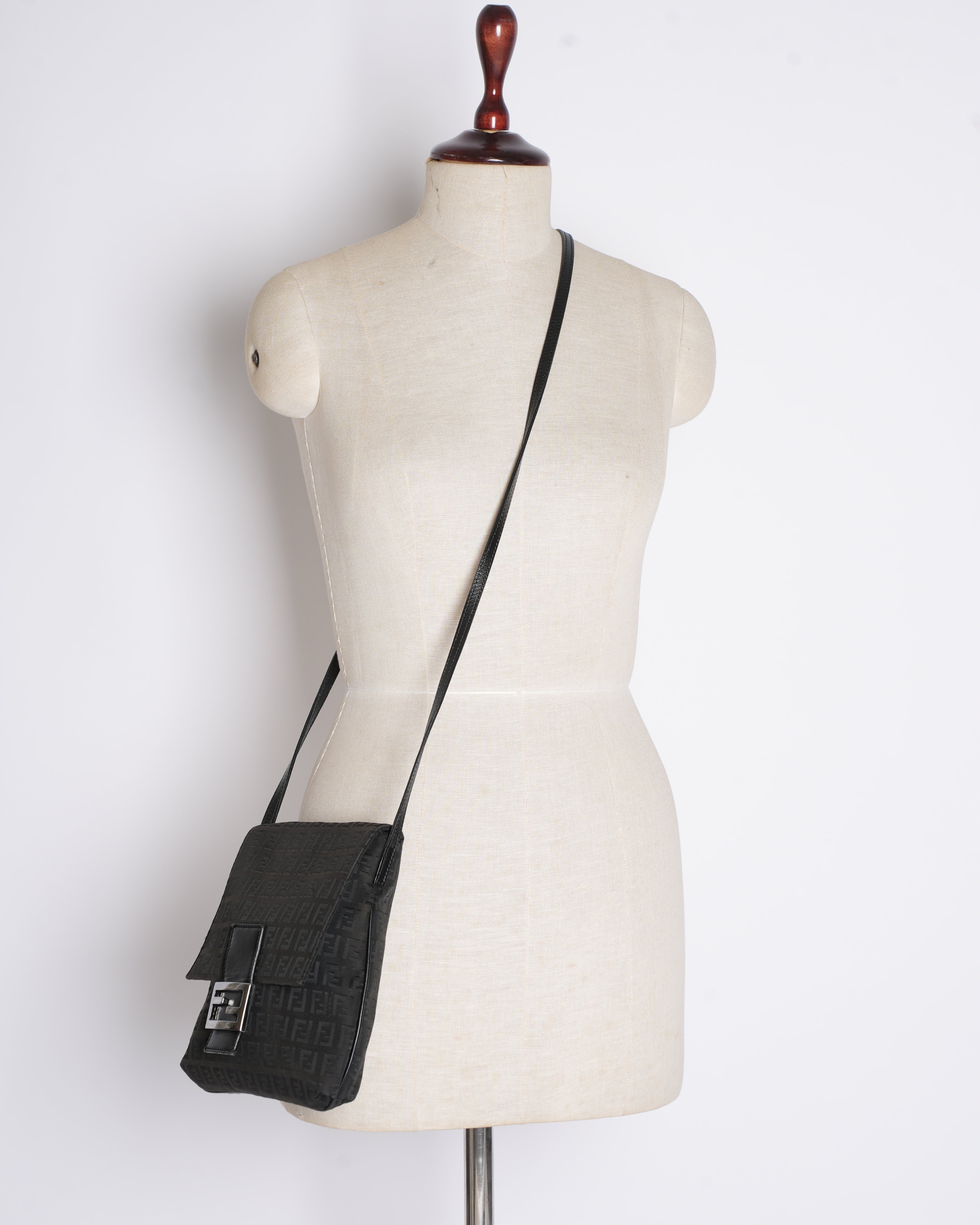 Fendi Zucchino Monogram Crossbody in Black