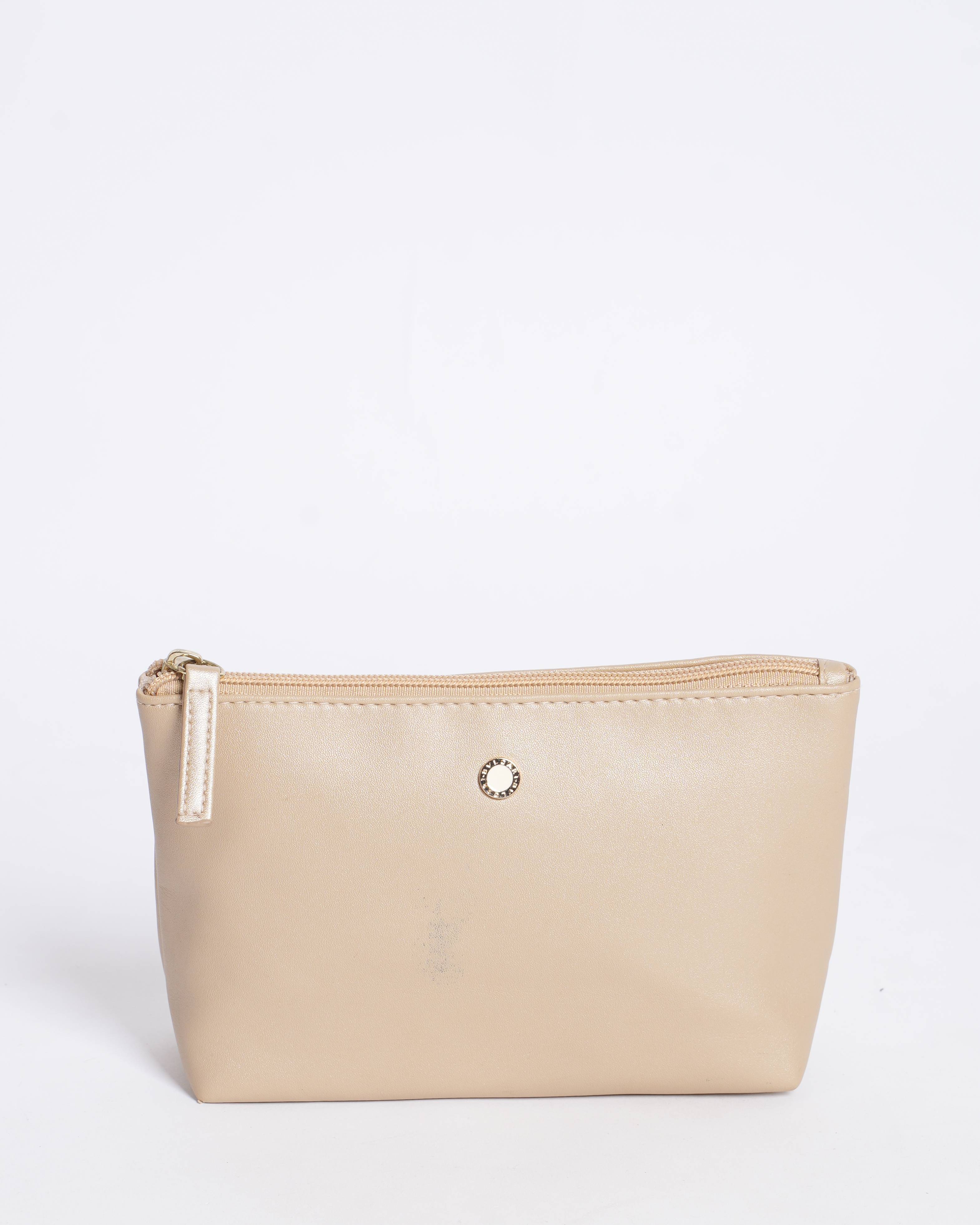 メイク道具・化粧小物 gold synthetic leather BVLGARI Pouch Bvlgari Golden Logo Enamel Pouch - Authentic Pre-loved My Almari