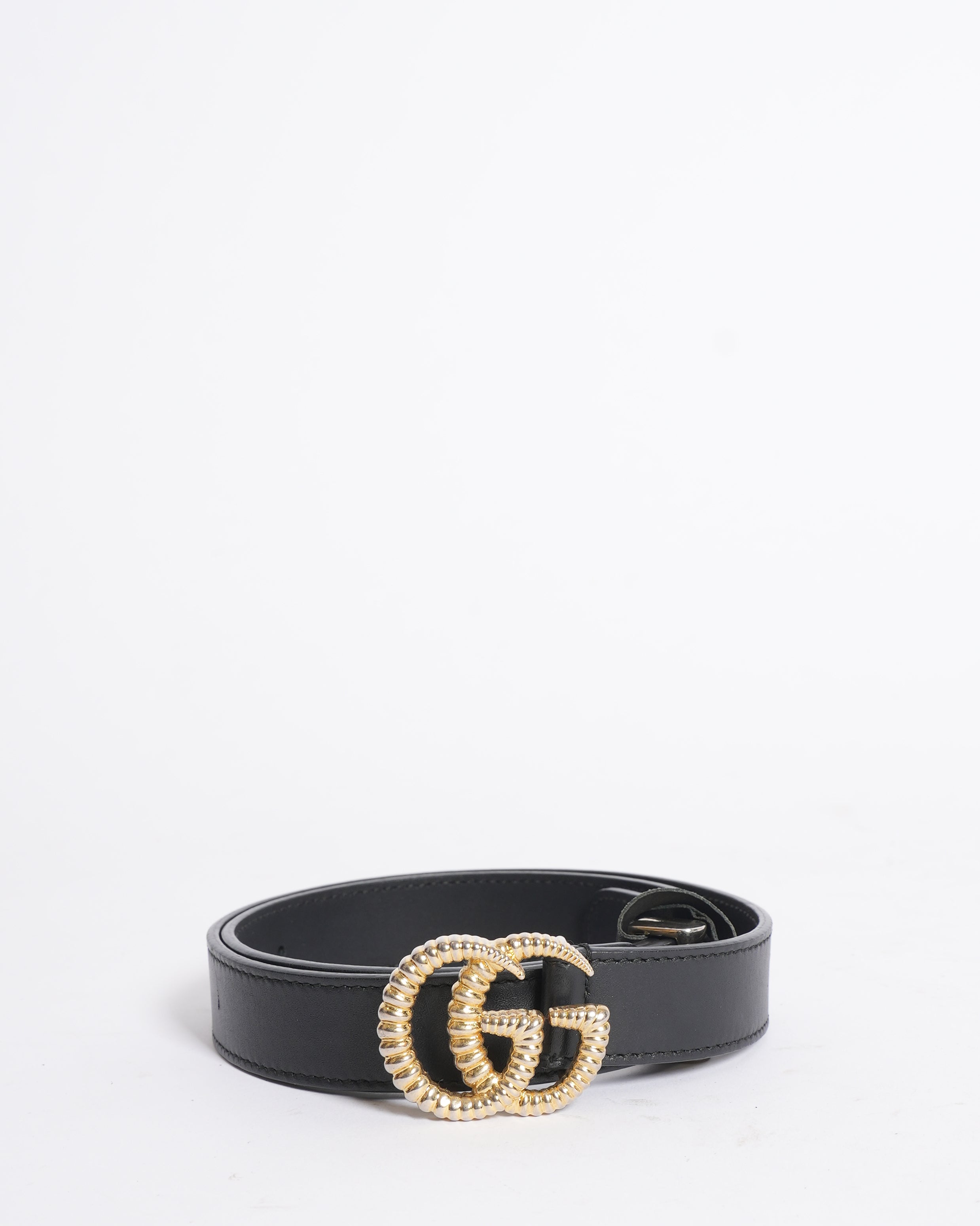 Gucci Women's Belt With Torchon Double G Buckle In Black Leather