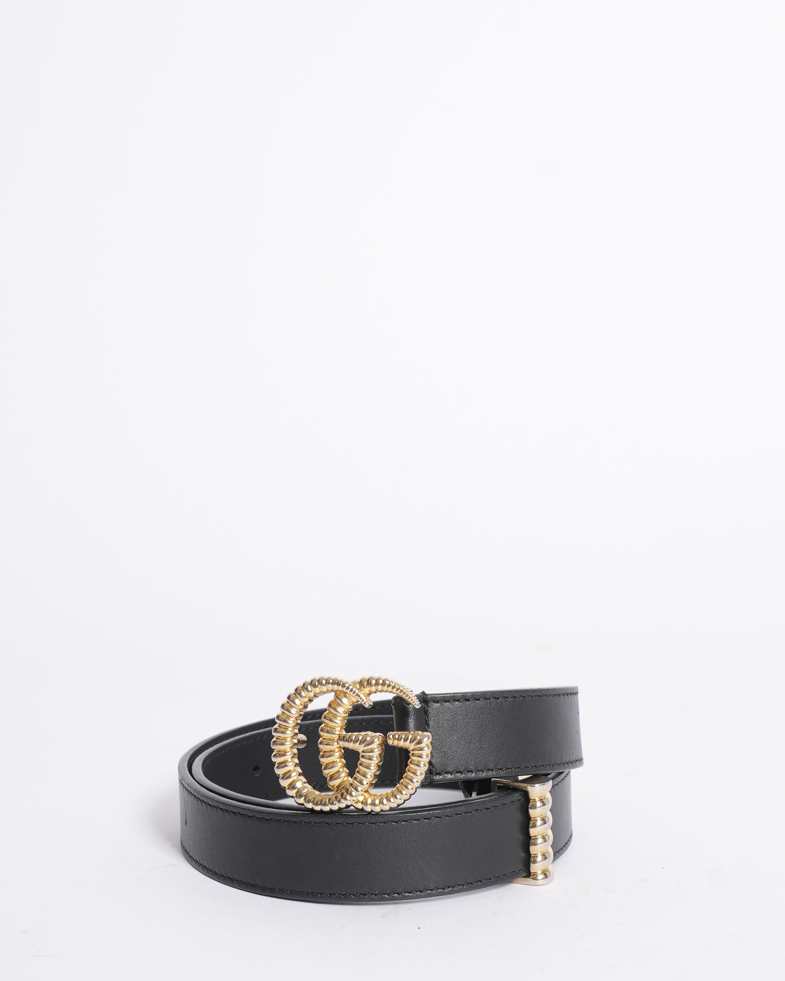 Gucci Women's Belt With Torchon Double G Buckle In Black Leather