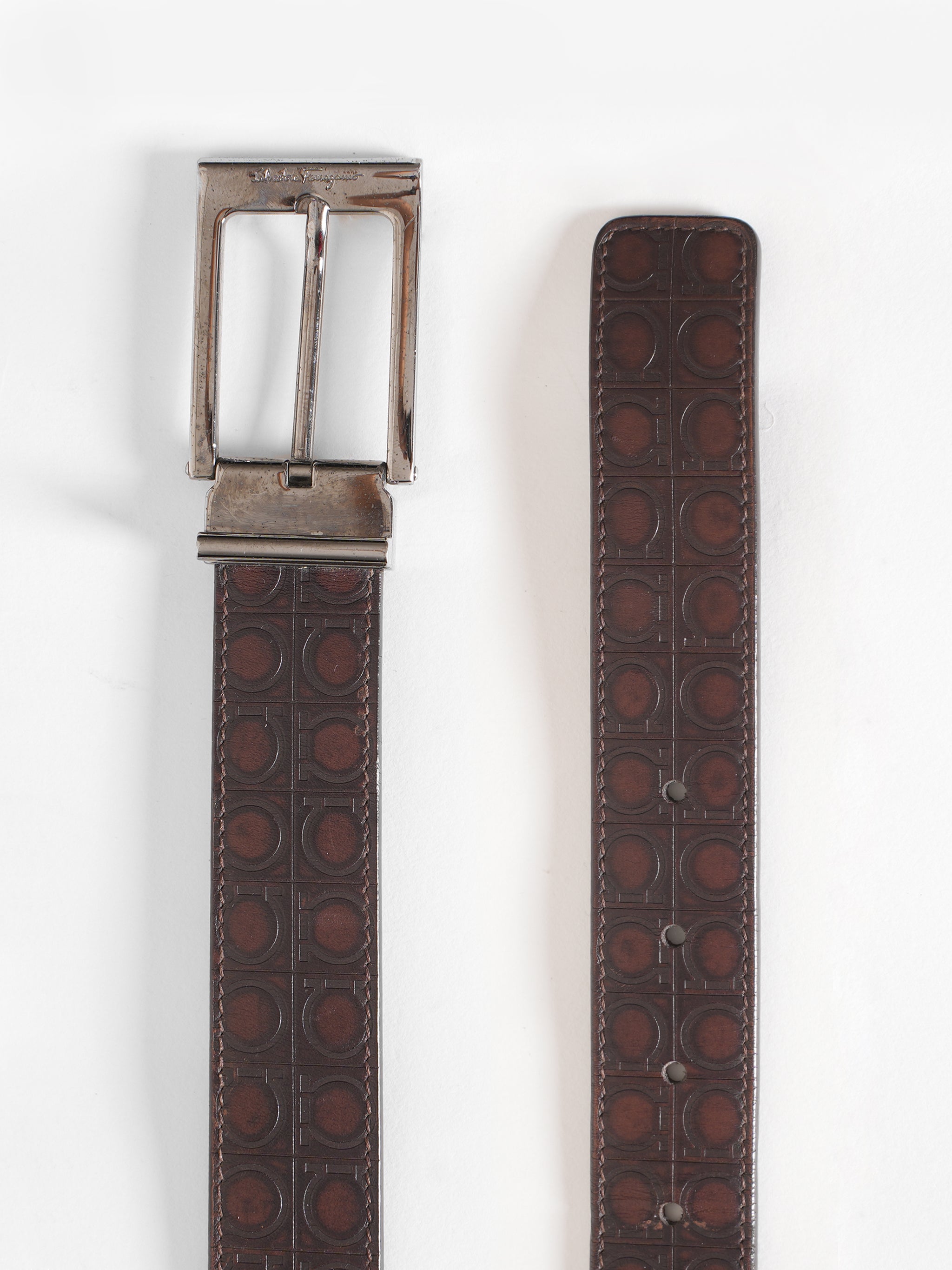 Ferragamo Brown Embossed Belt