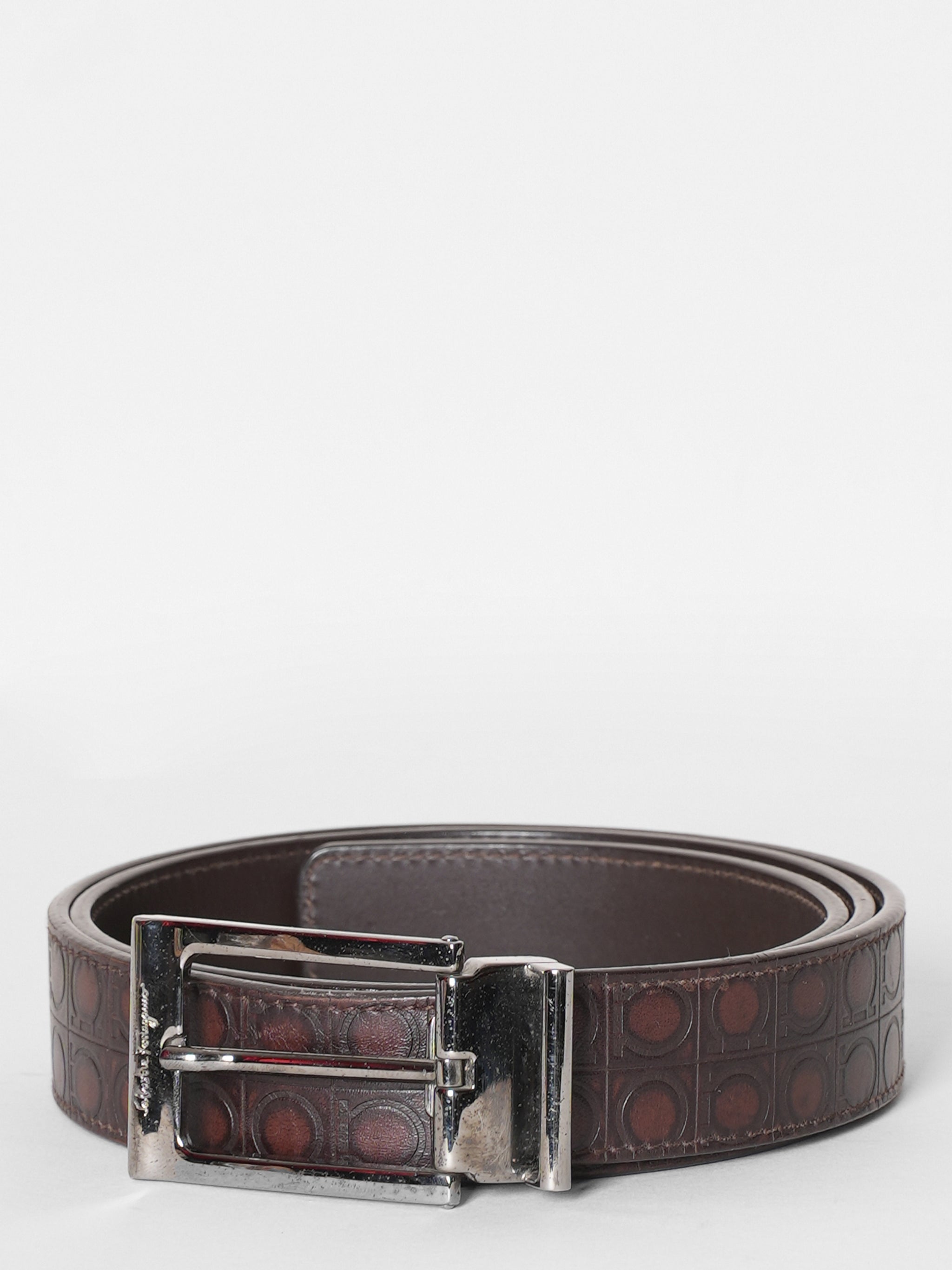 Ferragamo Brown Embossed Belt