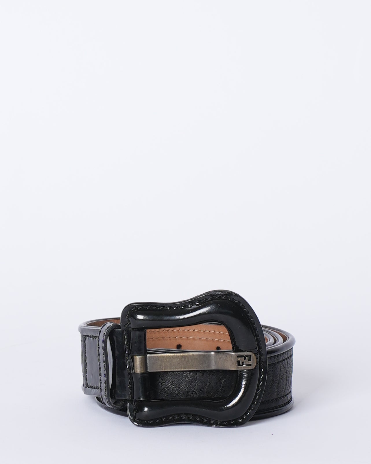 Fendi Black Patent Leather Buckle Belt