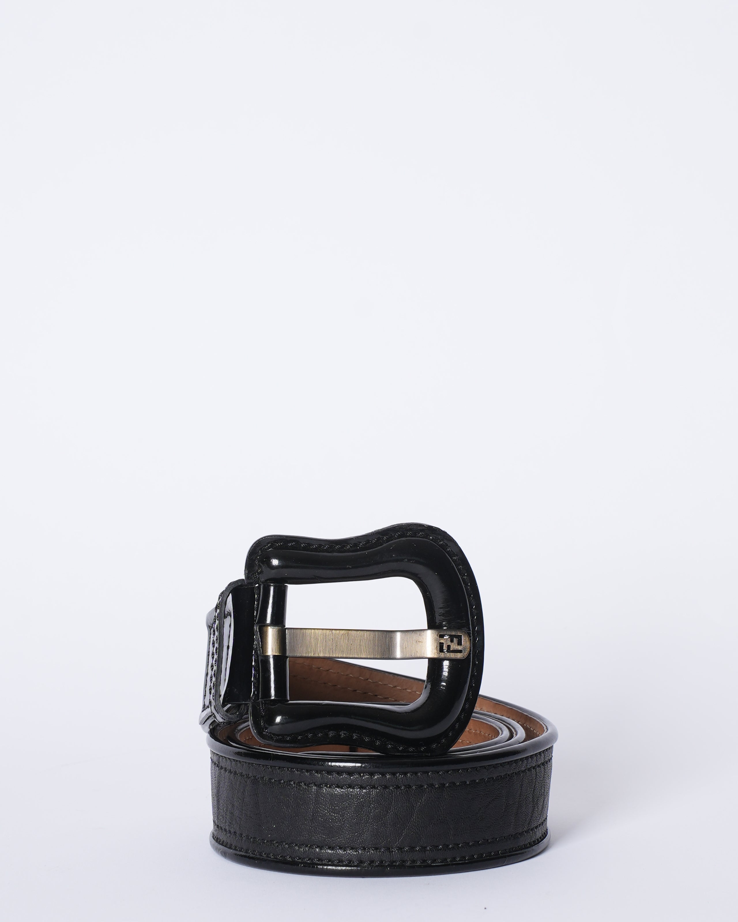 Fendi Black Patent Leather Buckle Belt