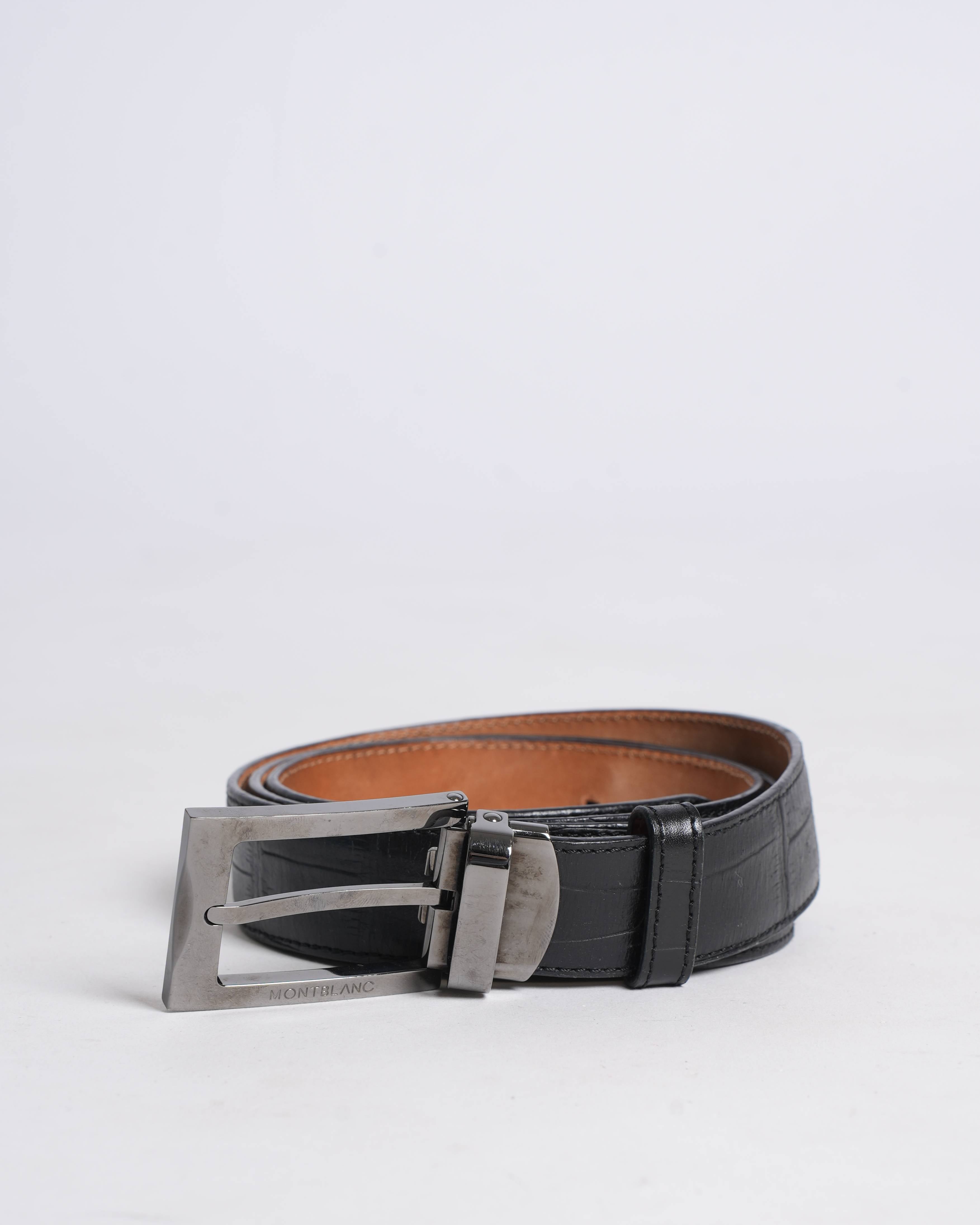 Montblanc black leather belt