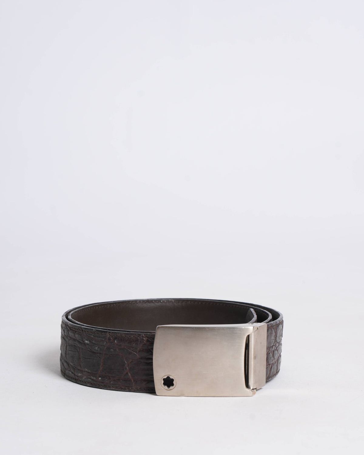 Montblanc brown Alligator Embossed leather belt