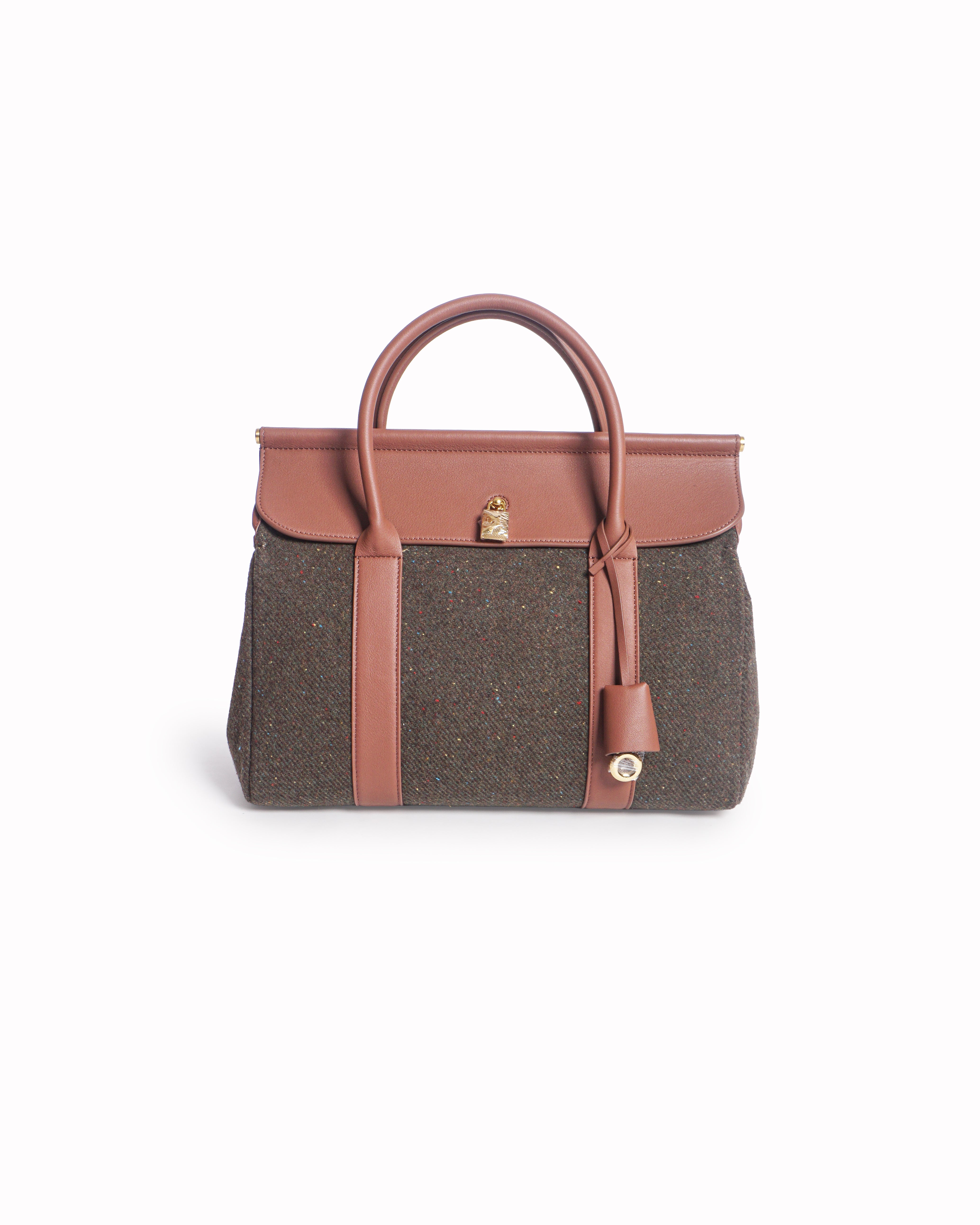 Loro Piana Loom L32 Cashmere Tweed & Leather HandBag