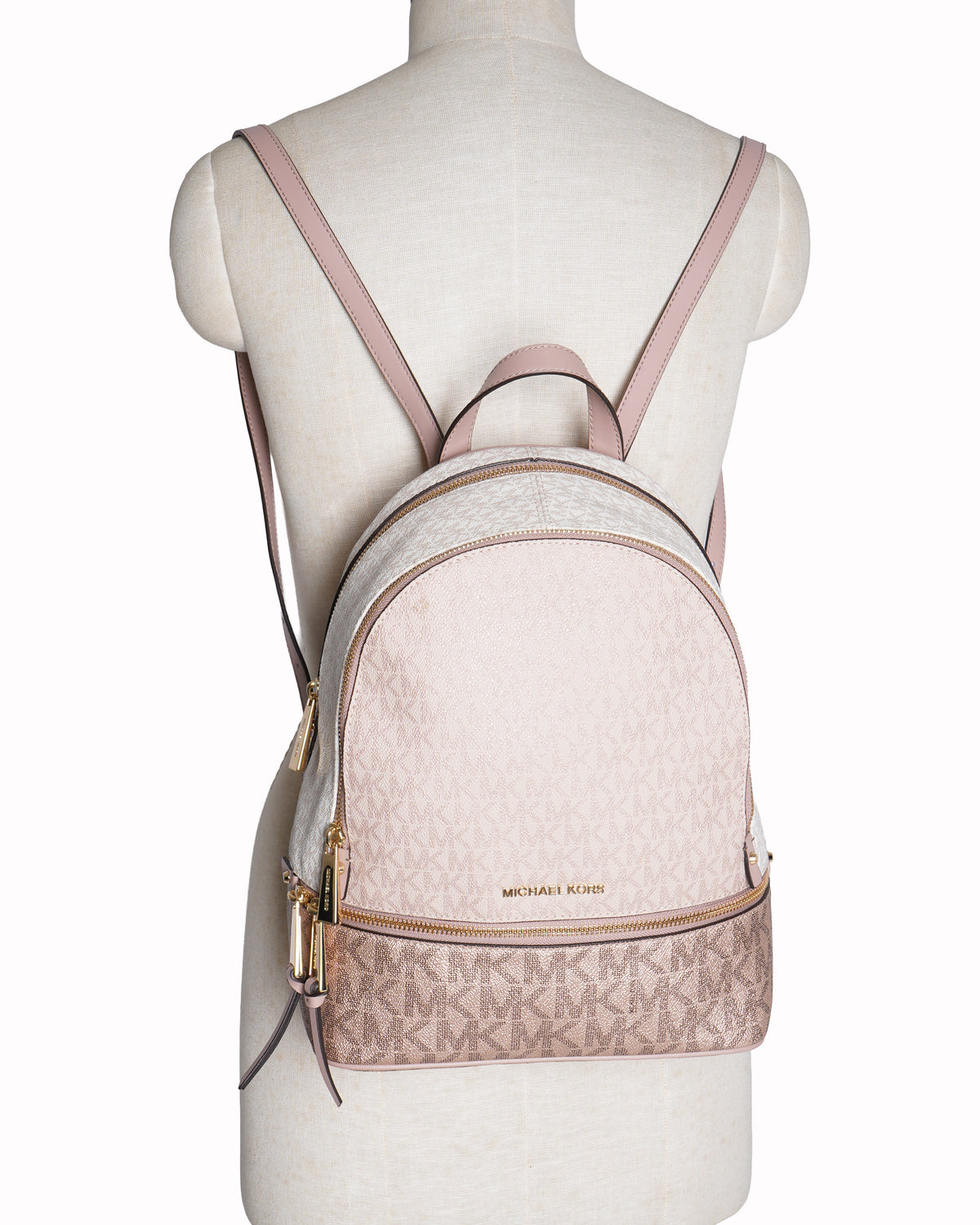 New Michael Kors Rhea Medium Color-Block Signature Logo Backpack