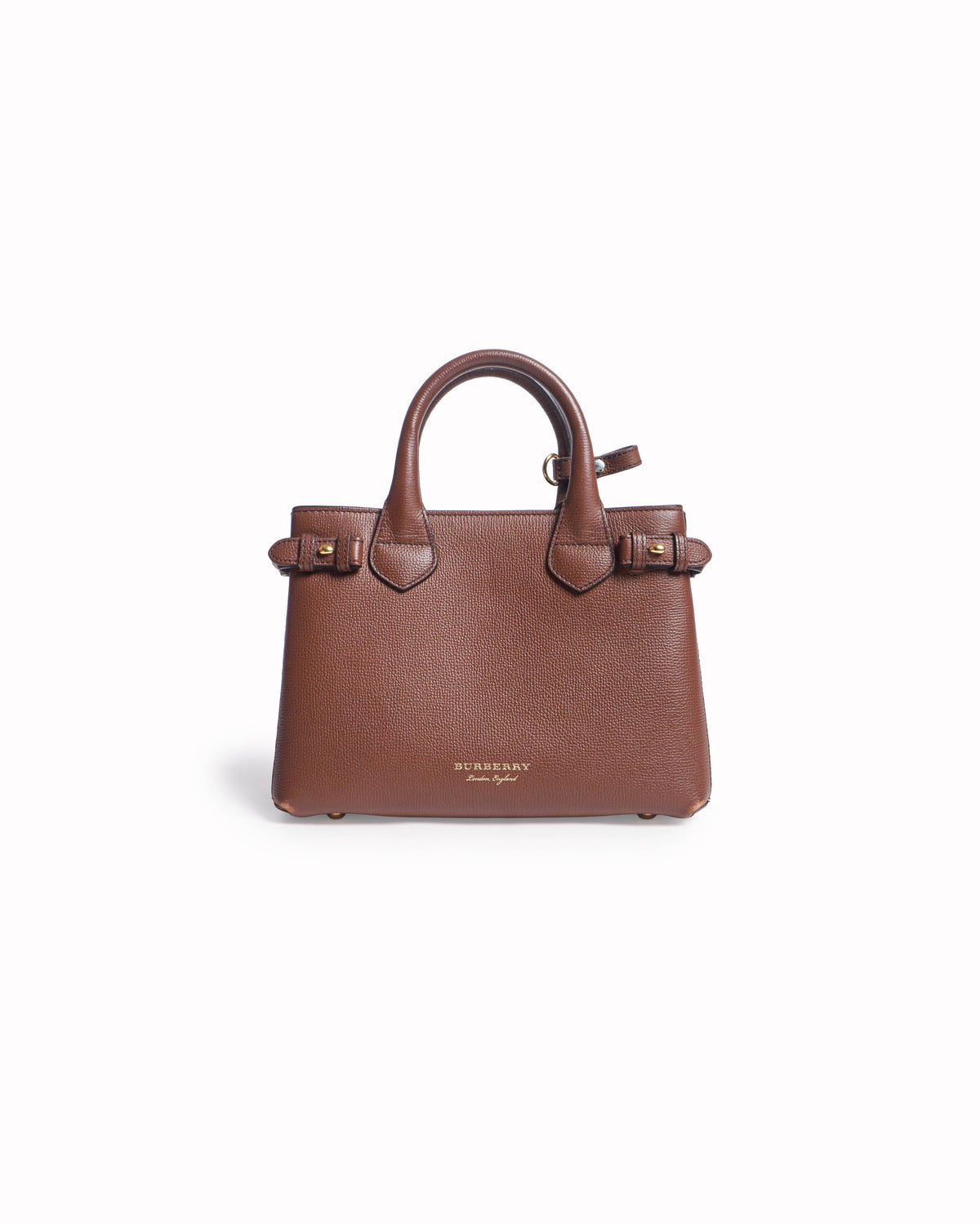 Burberry Small Banner Brown Leather Top Handle Bag
