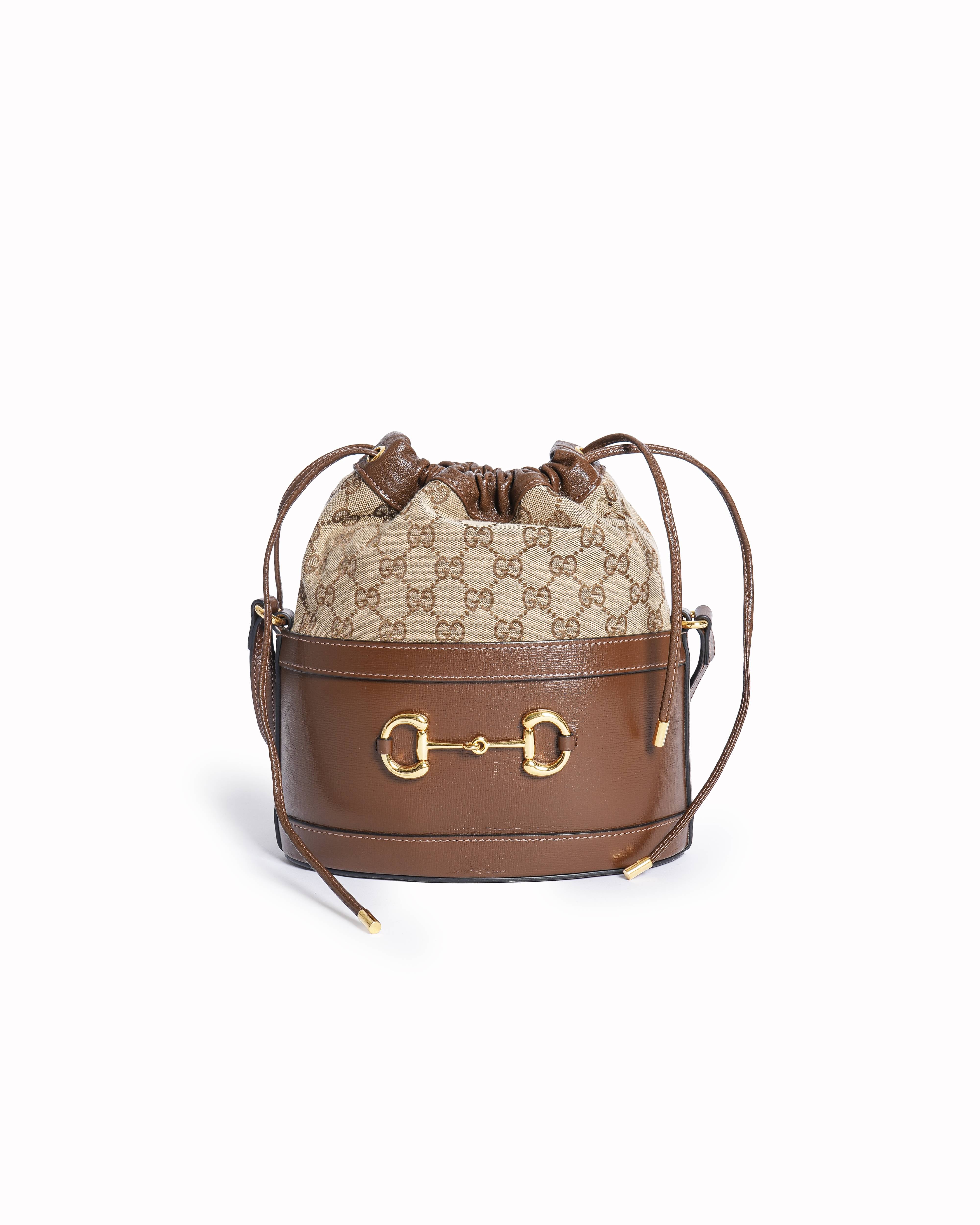 Gucci Brown GG Canvas Horsebit 1955 Bucket Bag