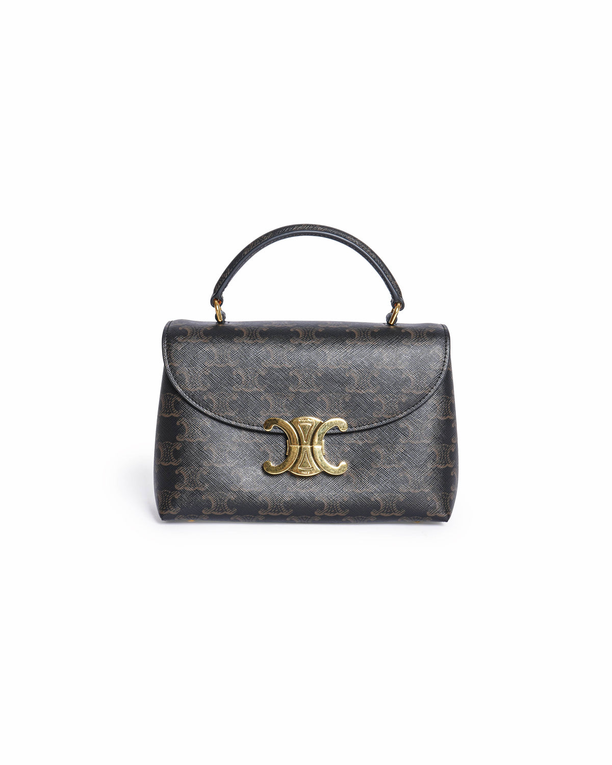 Celine Triomphe Canvas and Calfskin Top Handle Bag