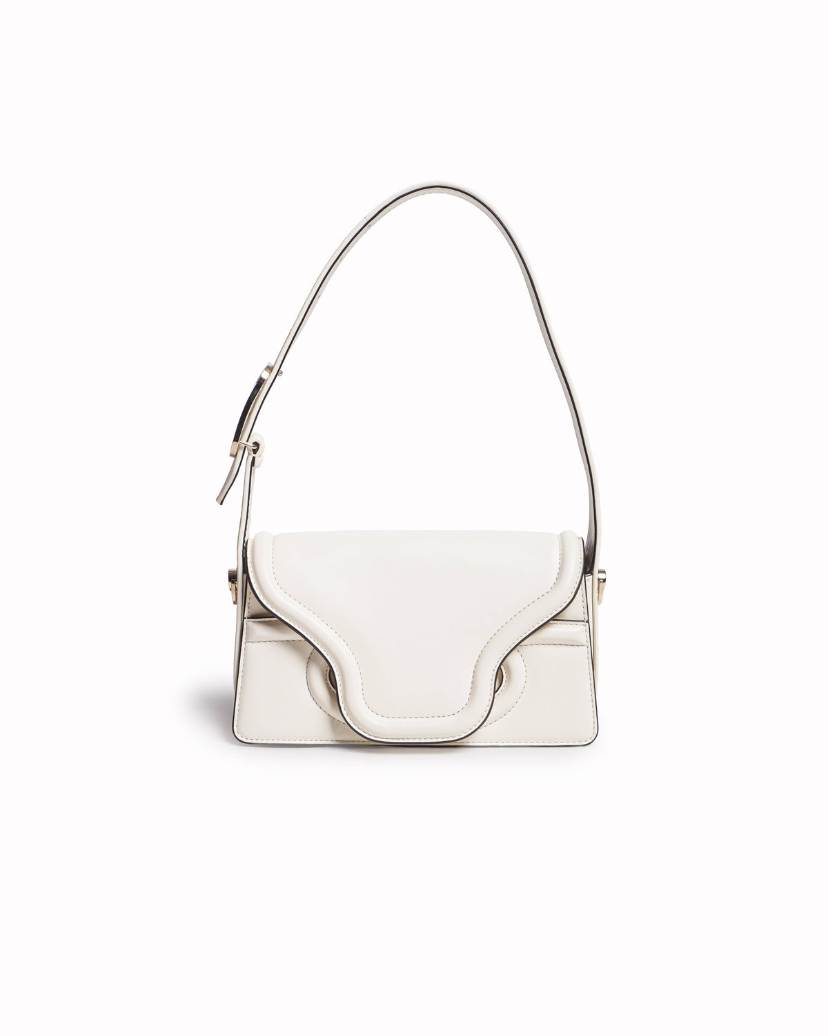 Valentino Garavani Sculpture Ivory Leather Shoulder Bag