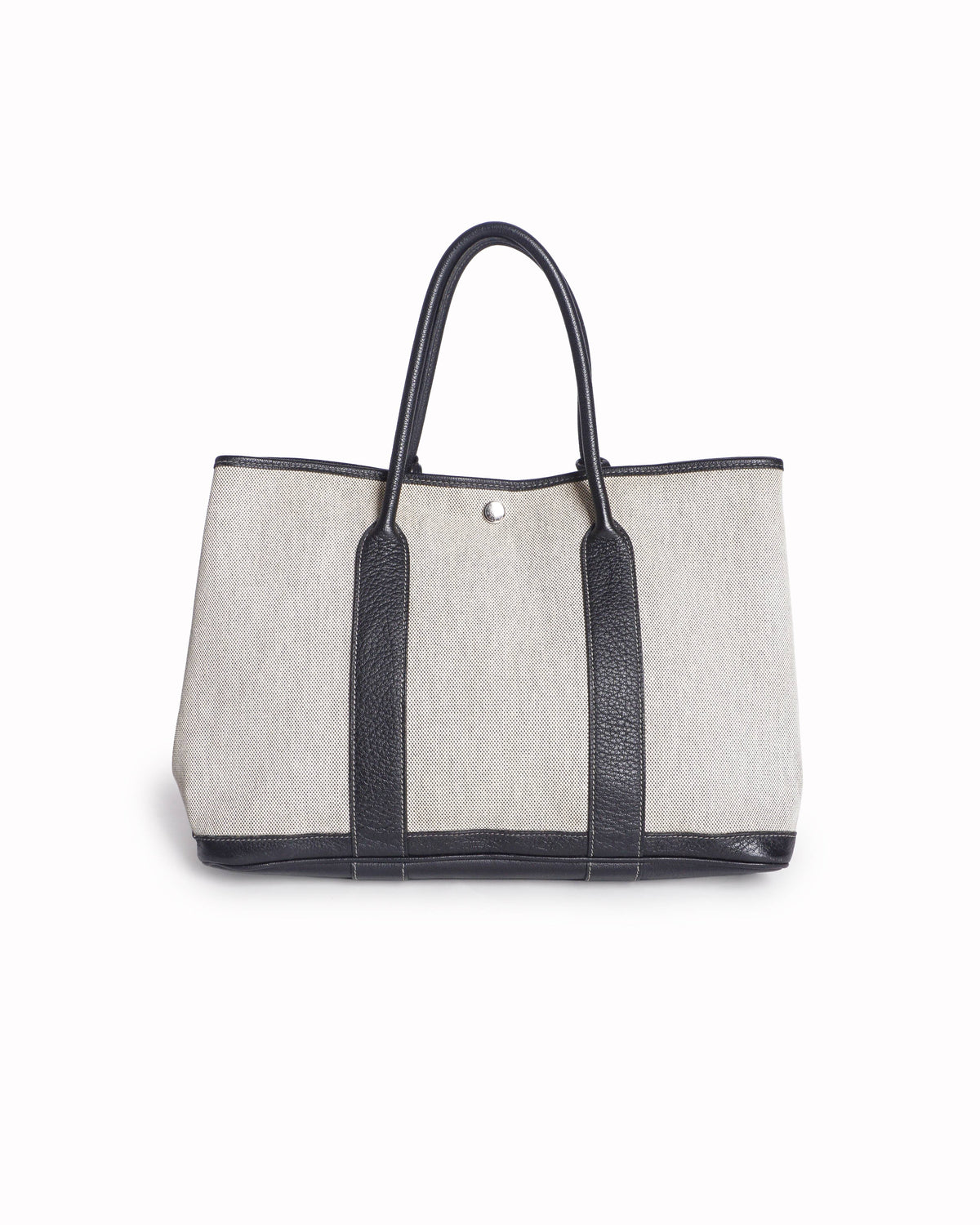 Hermès Garden Party 36 Natural Canvas & Black Leather Tote
