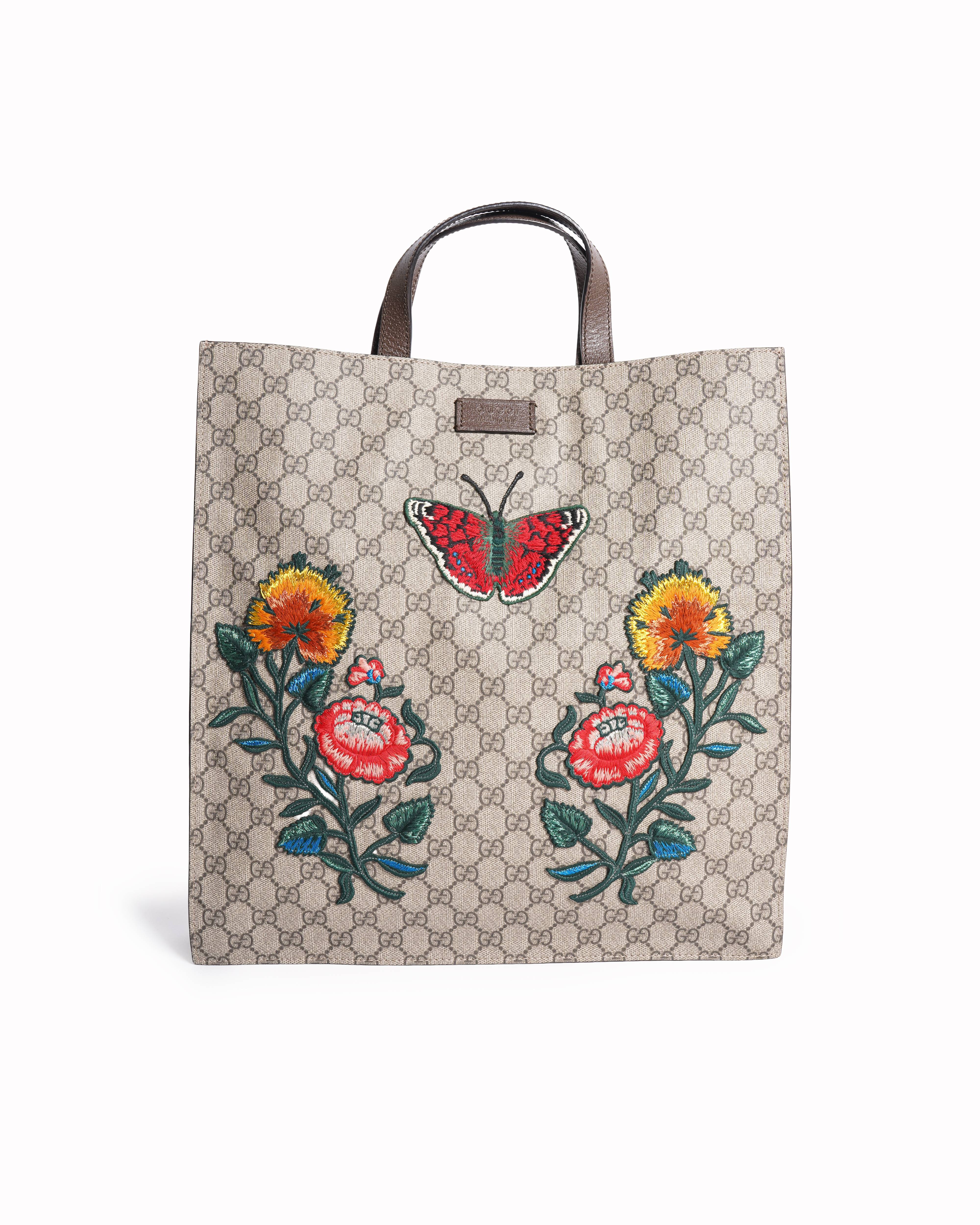 New Gucci GG Supreme Embroidery Tote Bag