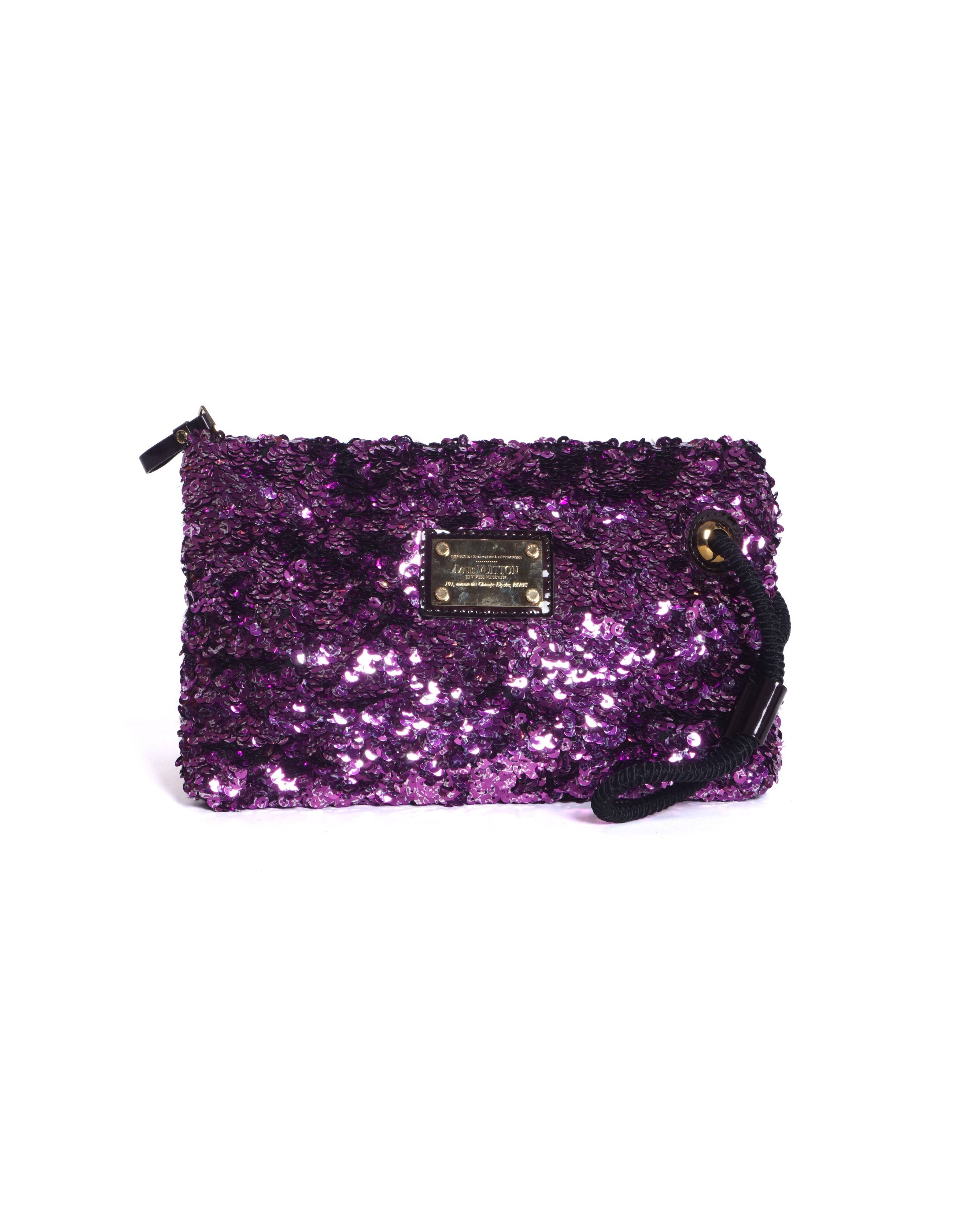 Louis Vuitton Limited Edition Violette Sequin Rococo Pochette Clutch Bag