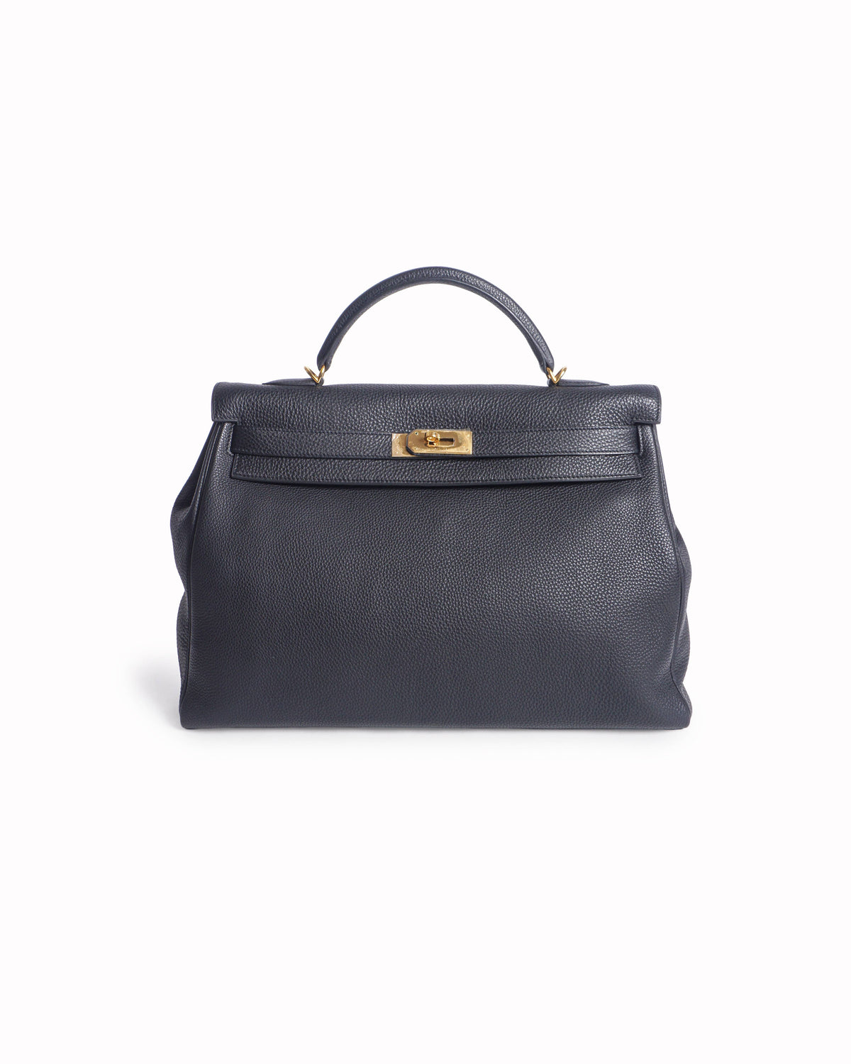 Hermès Kelly 42 Black Togo Leather Top Handle Bag