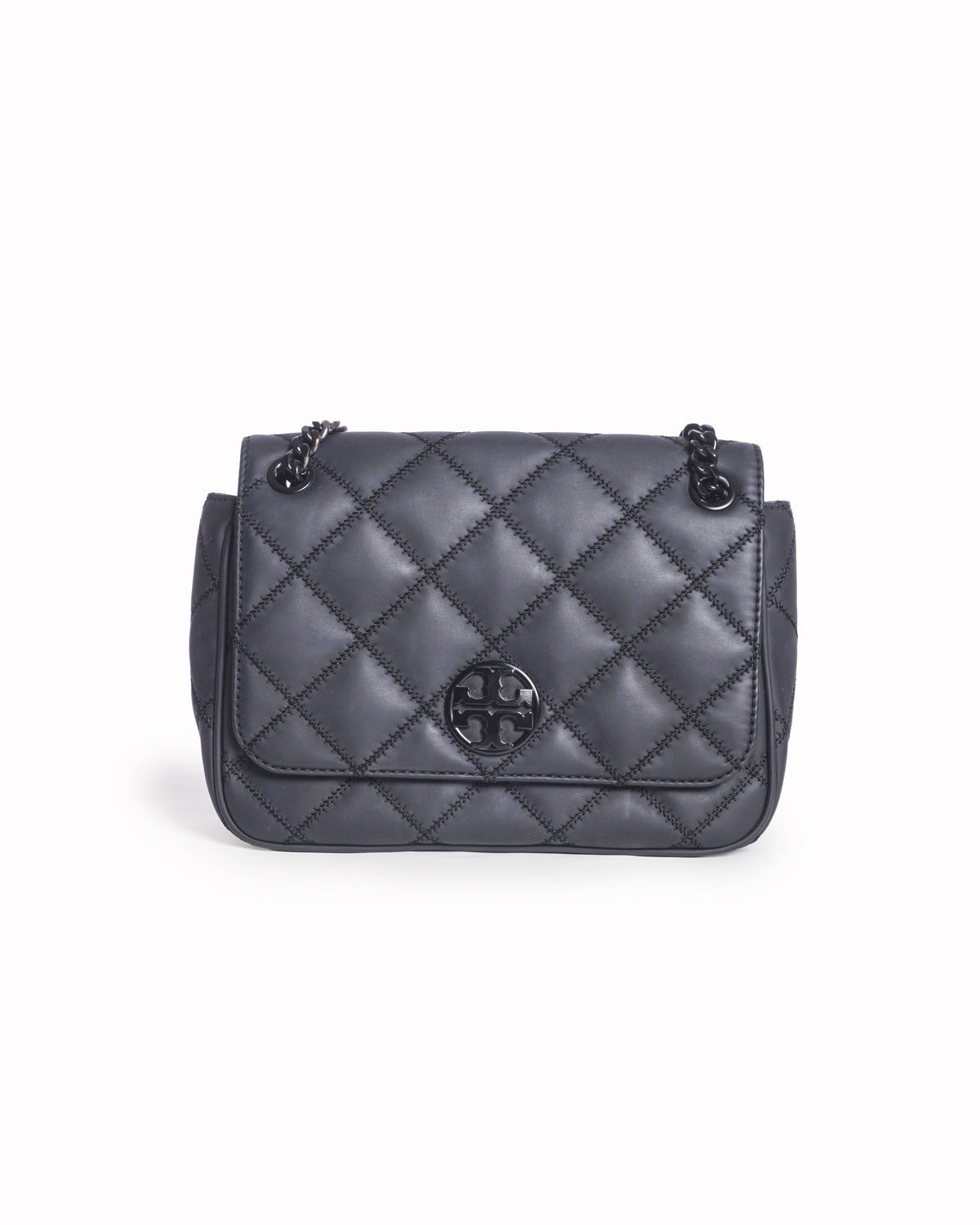 Tory Burch Black Quilted Leather Fleming Convertible Shoulder Bag