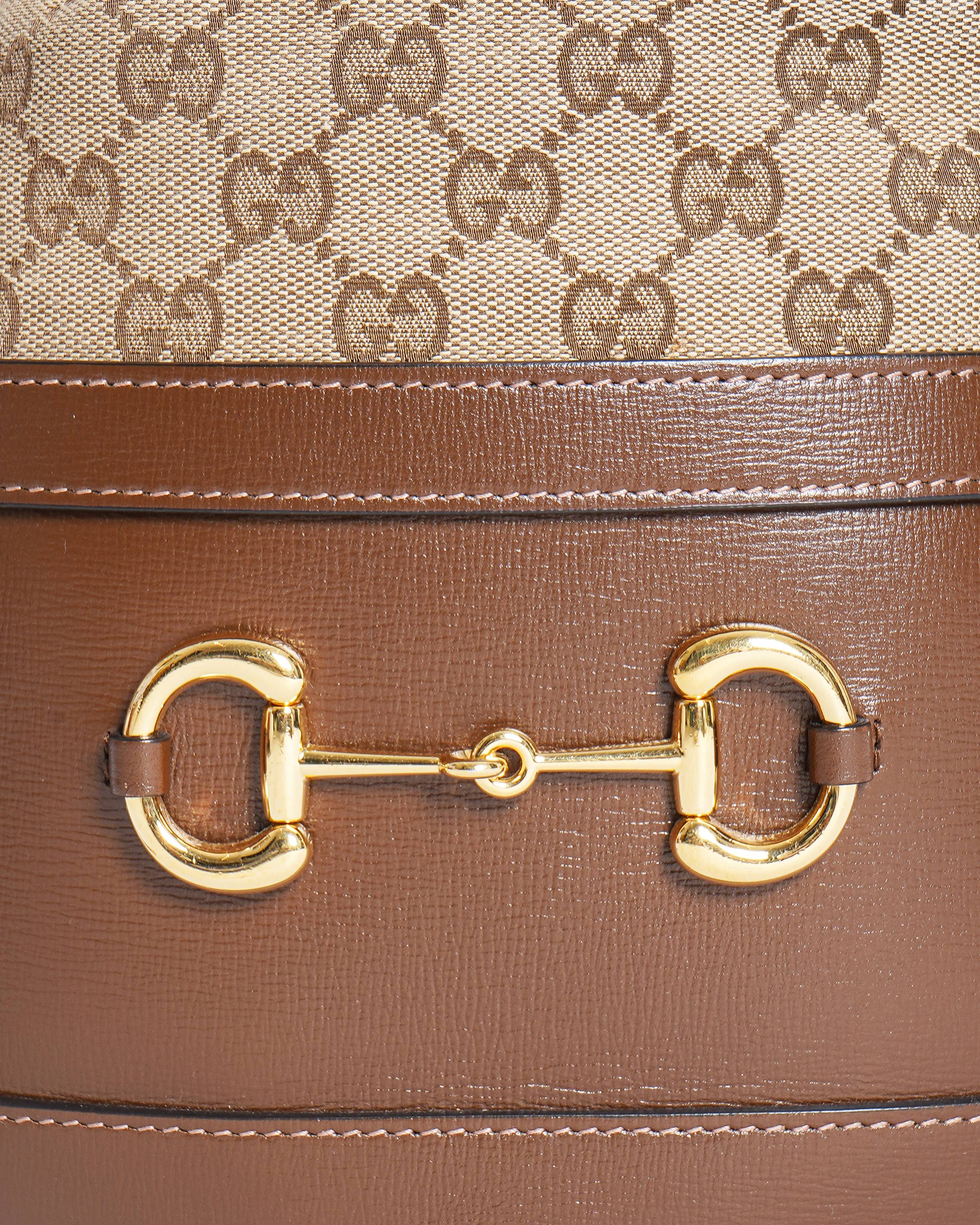 Gucci Brown GG Canvas Horsebit 1955 Bucket Bag