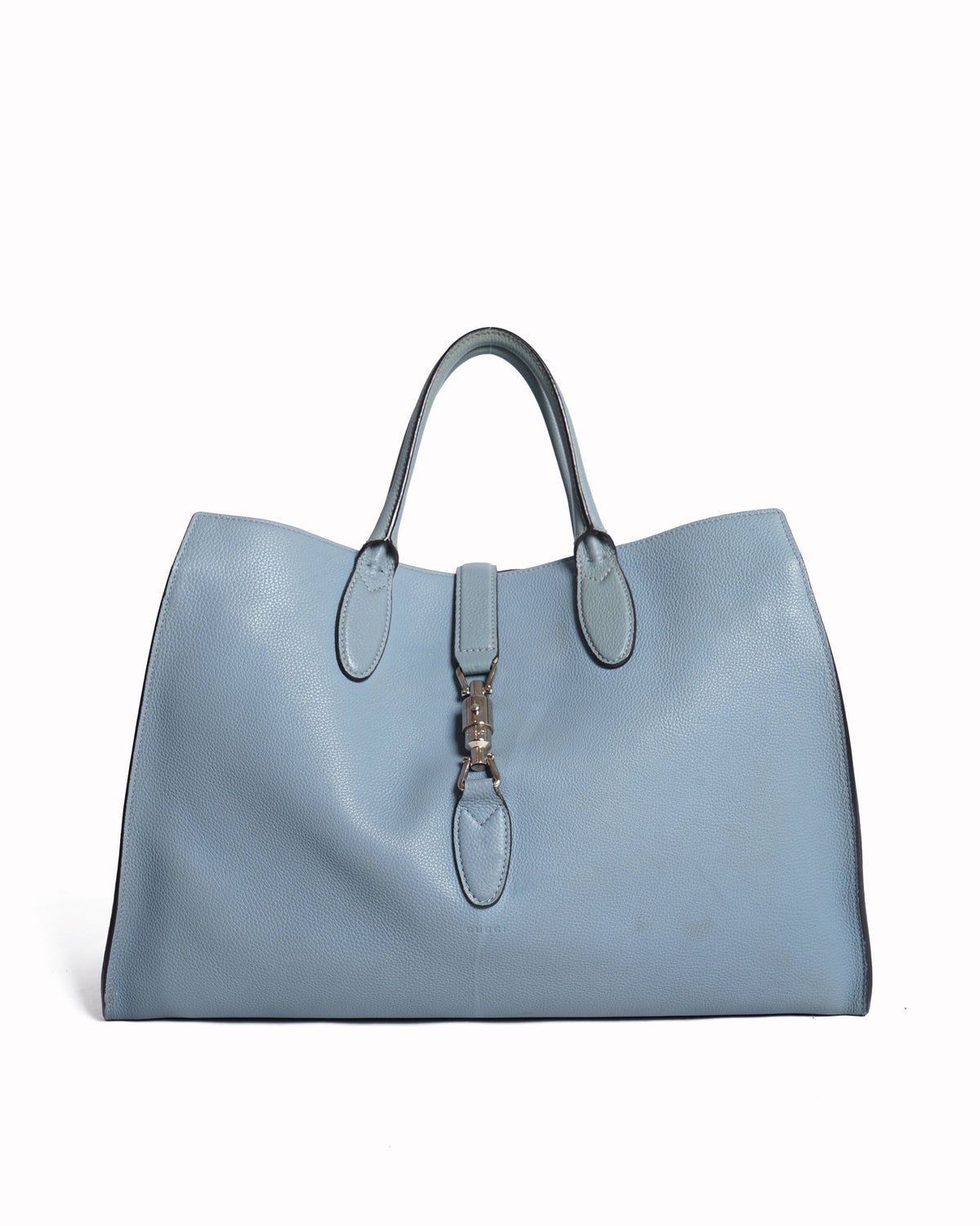 Gucci 
Light Blue Pebbled Leather Soft Jackie Large Top Handle Bag