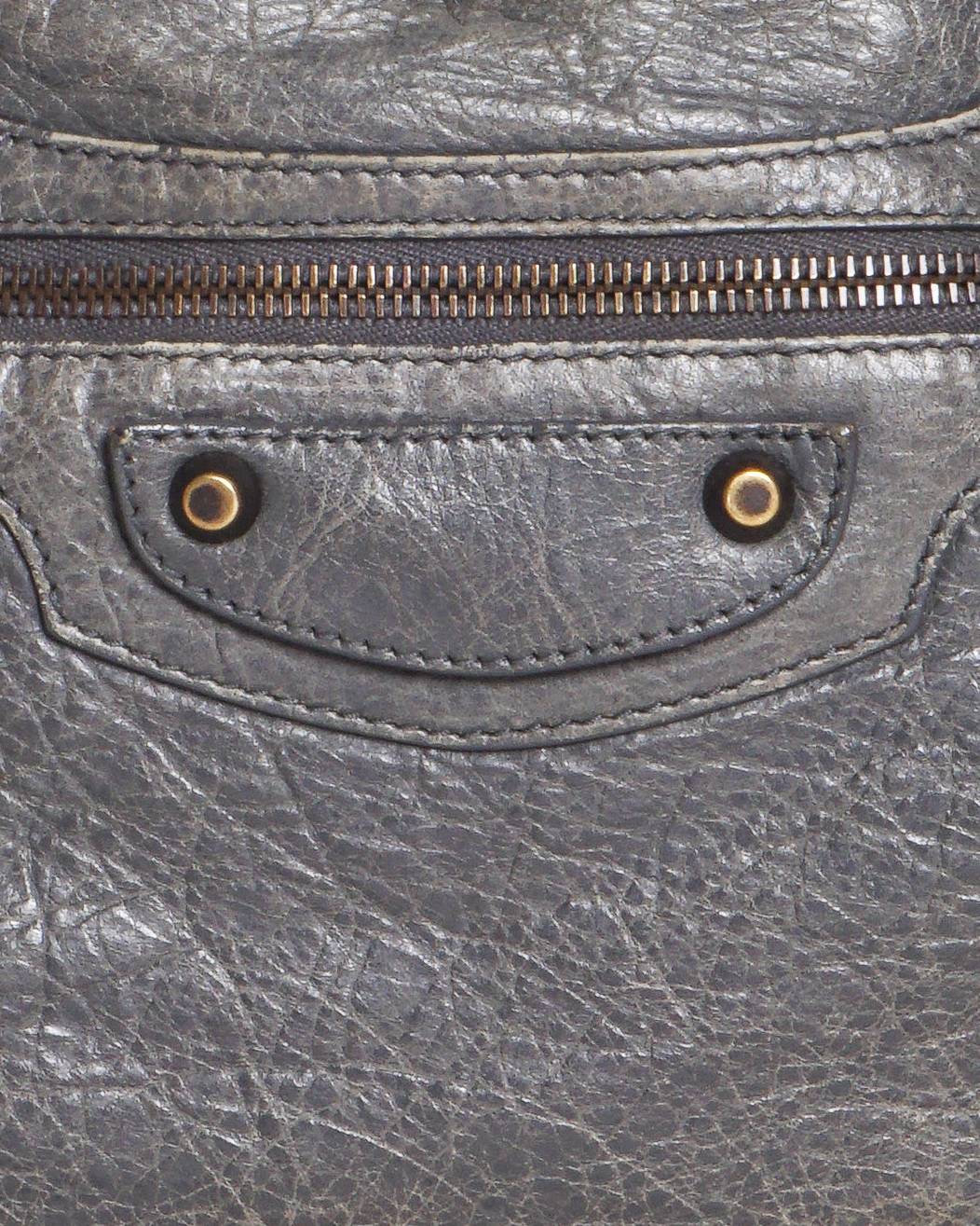 Balenciaga Motocross City Bag in Distressed Grey Arena Leather