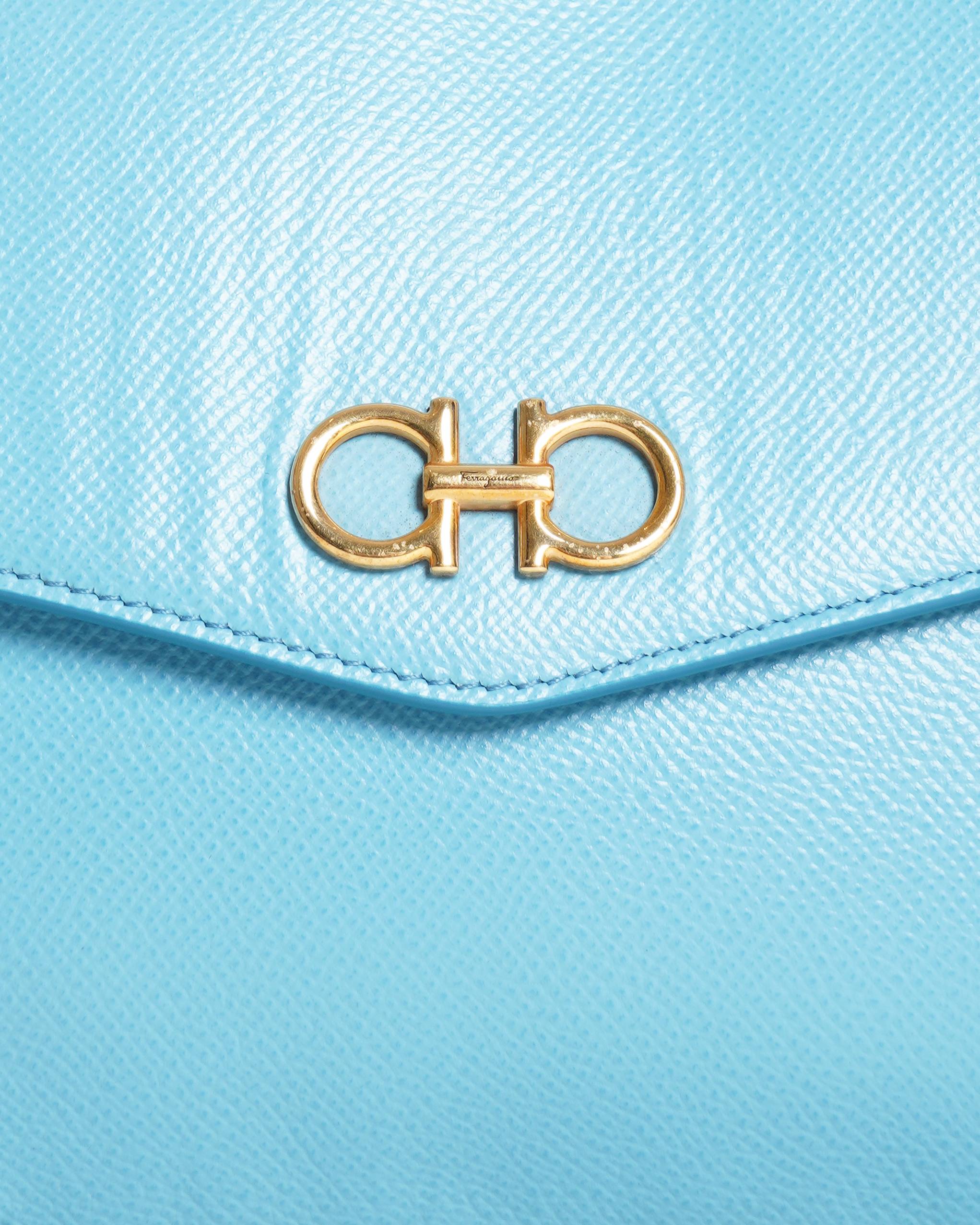 Salvatore Ferragamo Envelope Slip Purse In Blue