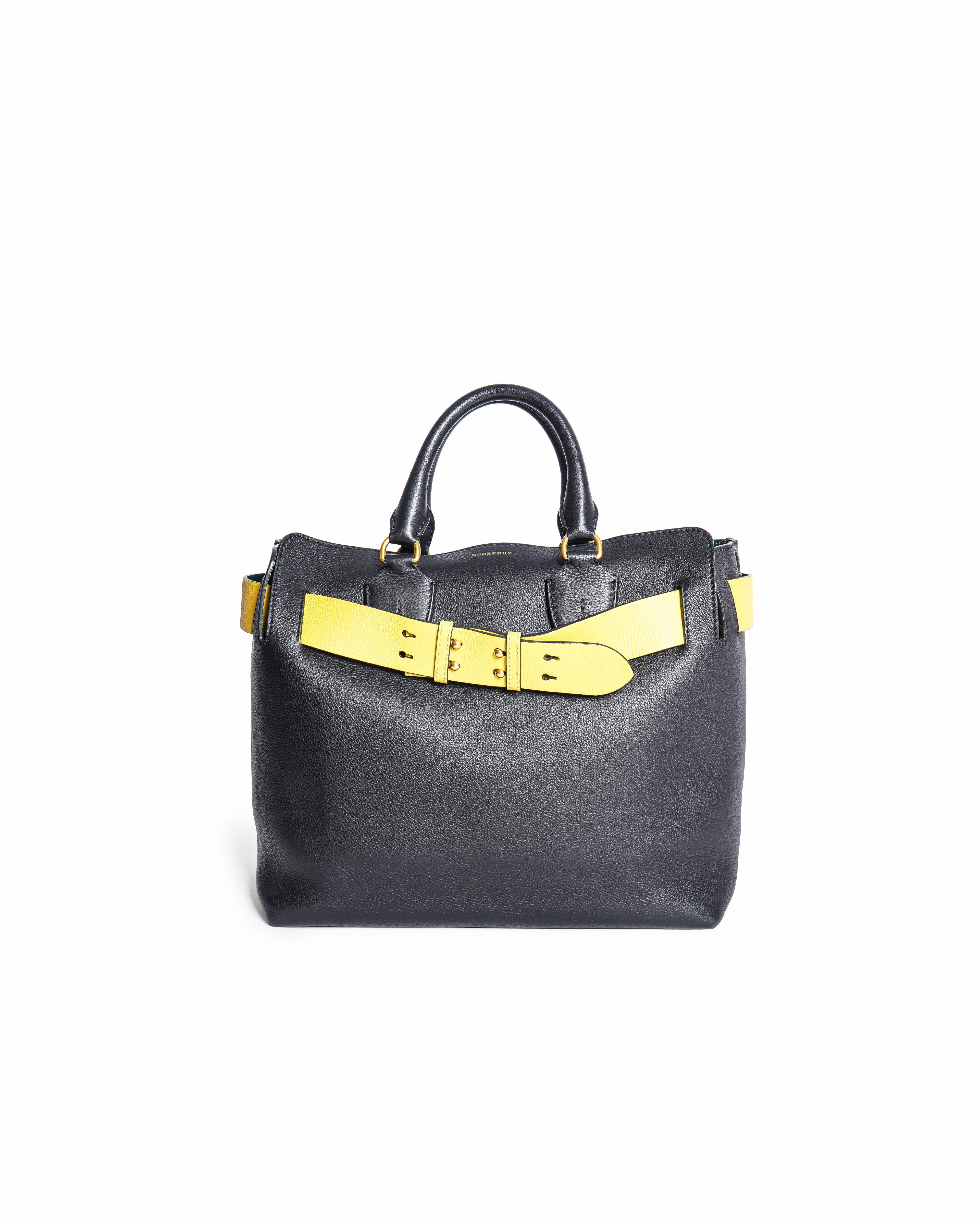 Burberry Black/Green/Yellow Pebbled Leather Medium Belt Bag
